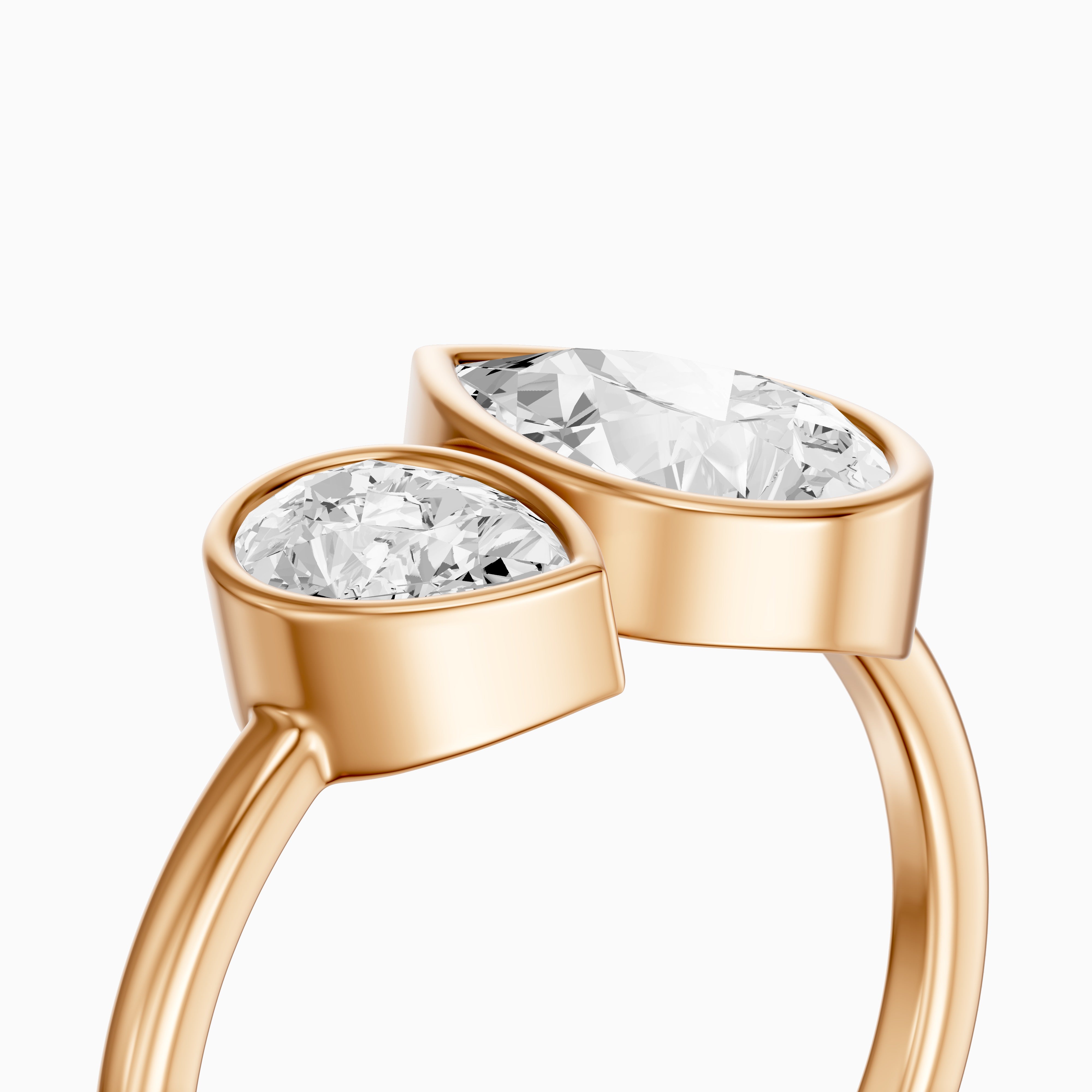 Nora Toi et Moi Pear Cut Lab Grown Diamond Ring in Bezel Setting