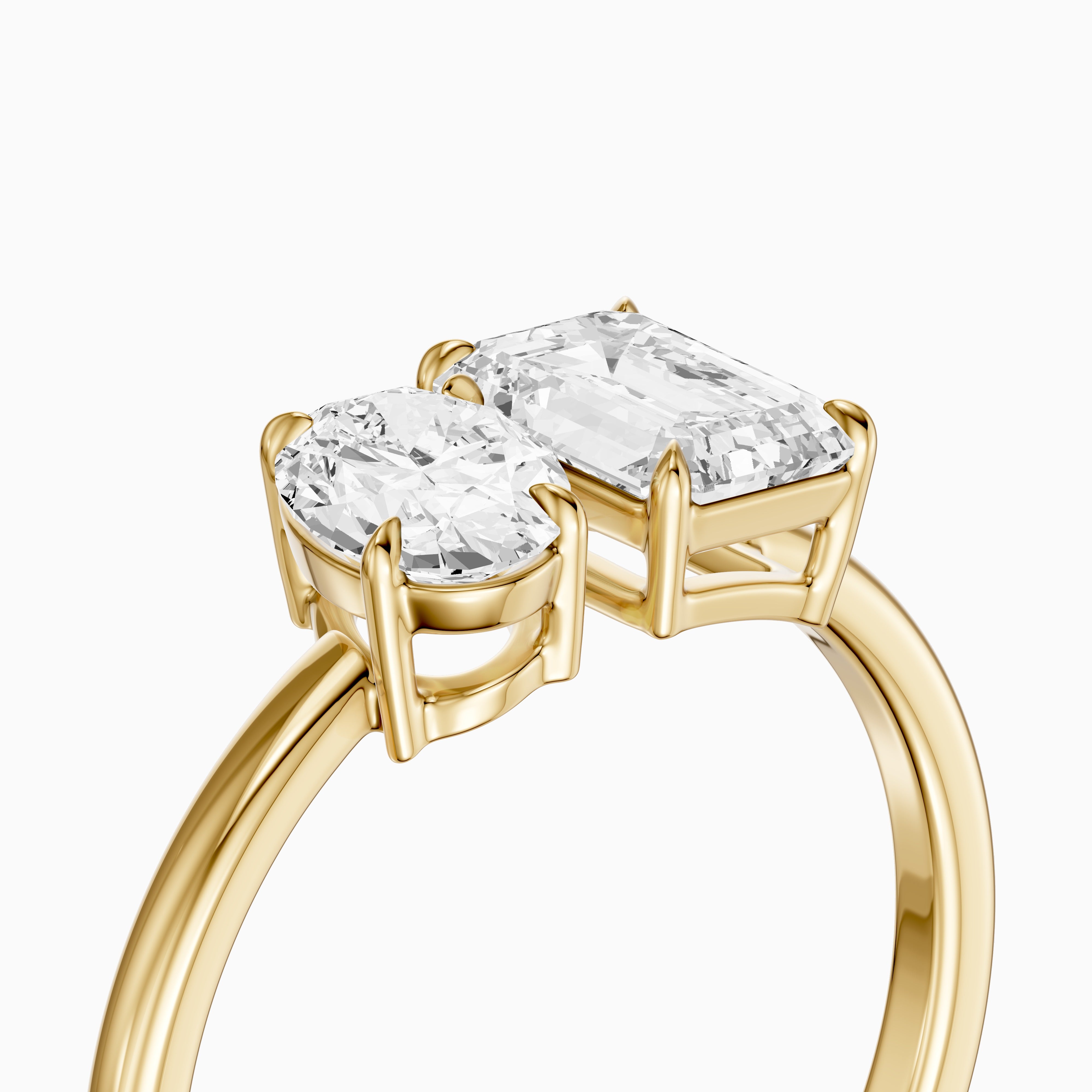 Celina Toi Et Moi Engagement Ring With Oval and Emerald Two Stone Moissanite Diamond