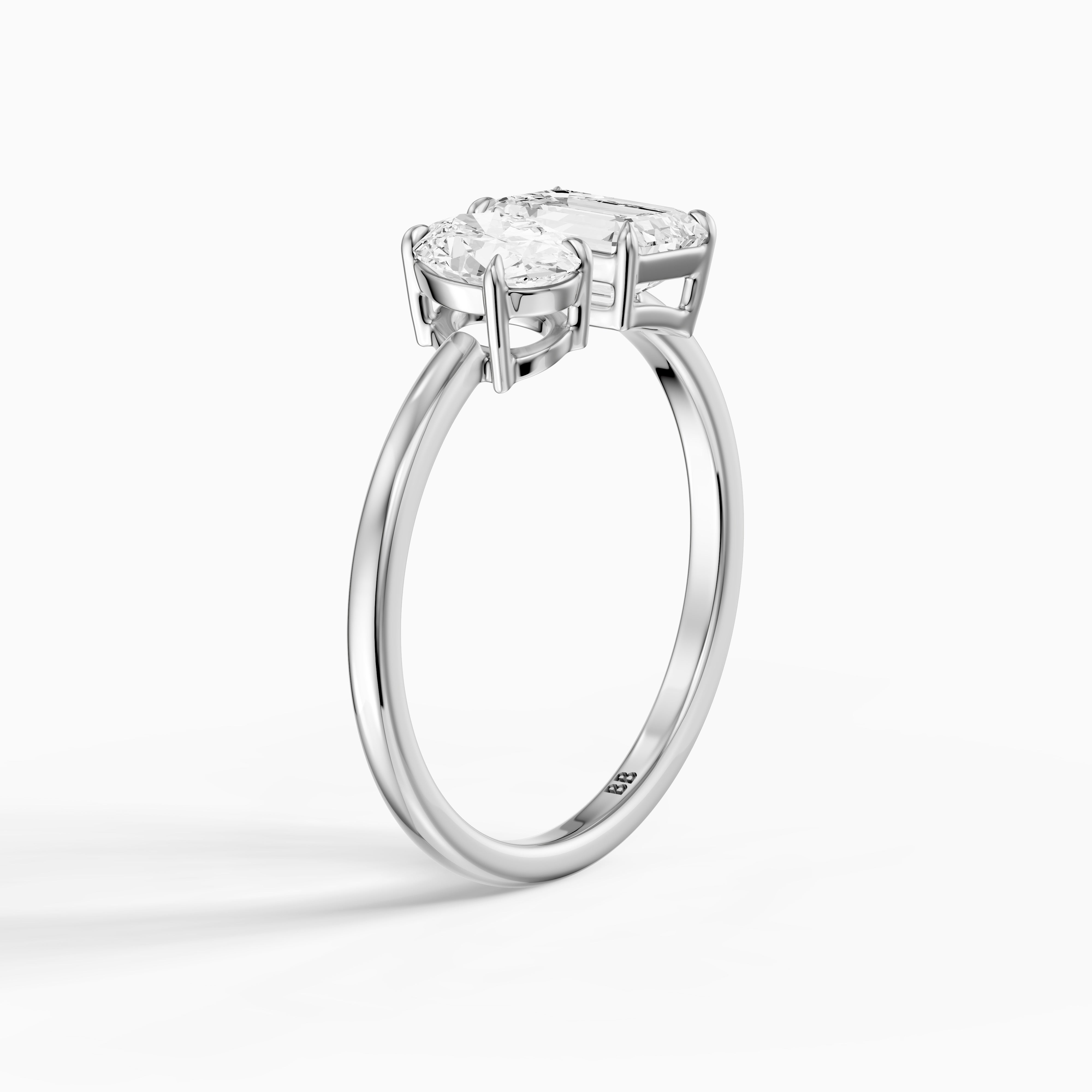 Celina Toi Et Moi Engagement Ring With Oval and Emerald Two Stone Moissanite Diamond
