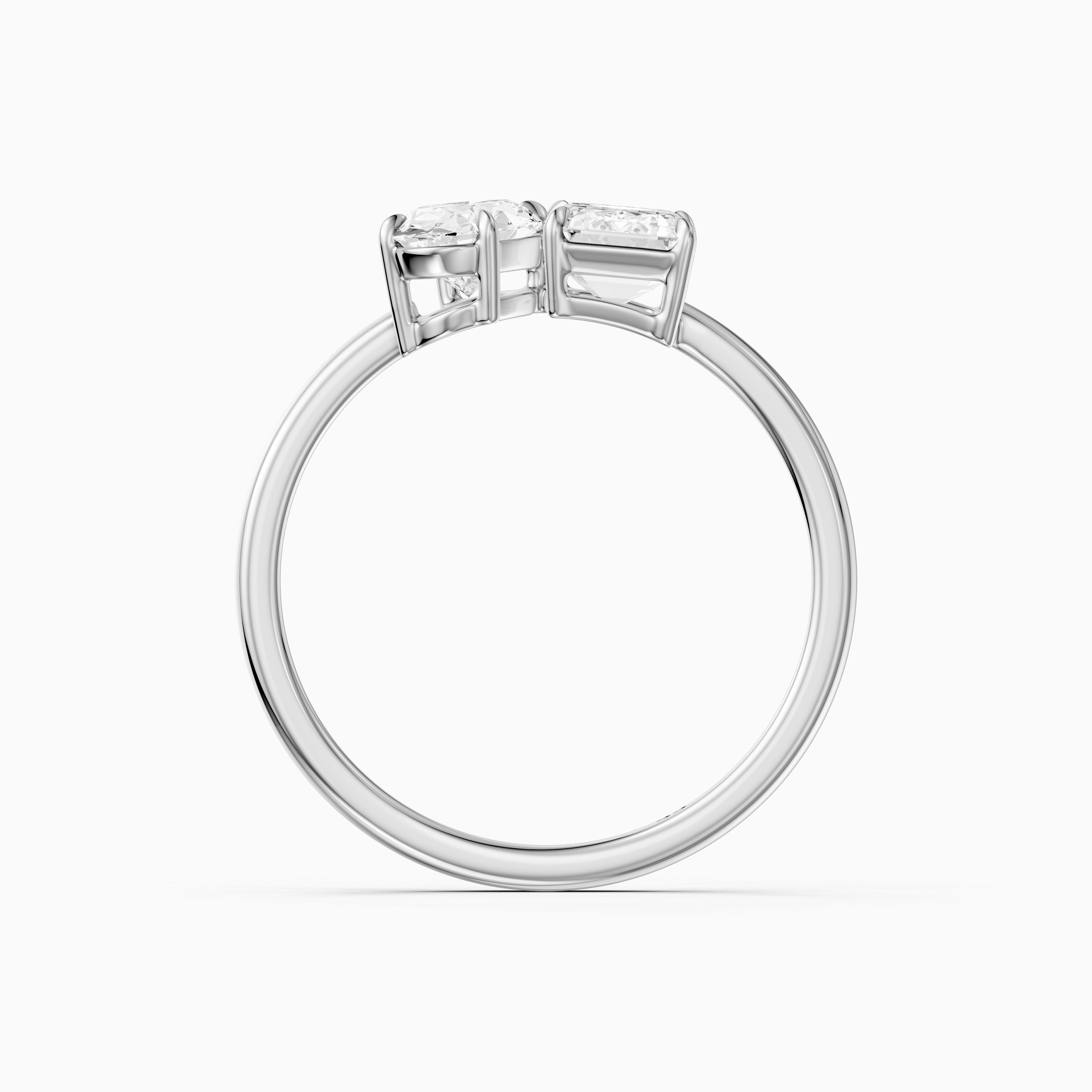 Celina Toi Et Moi Engagement Ring With Oval and Emerald Two Stone Moissanite Diamond
