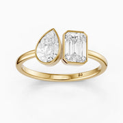 Cierra Toi Et Moi Bezel Diamond Ring With Pear and Emerald Two Stone Lab Grown Diamond