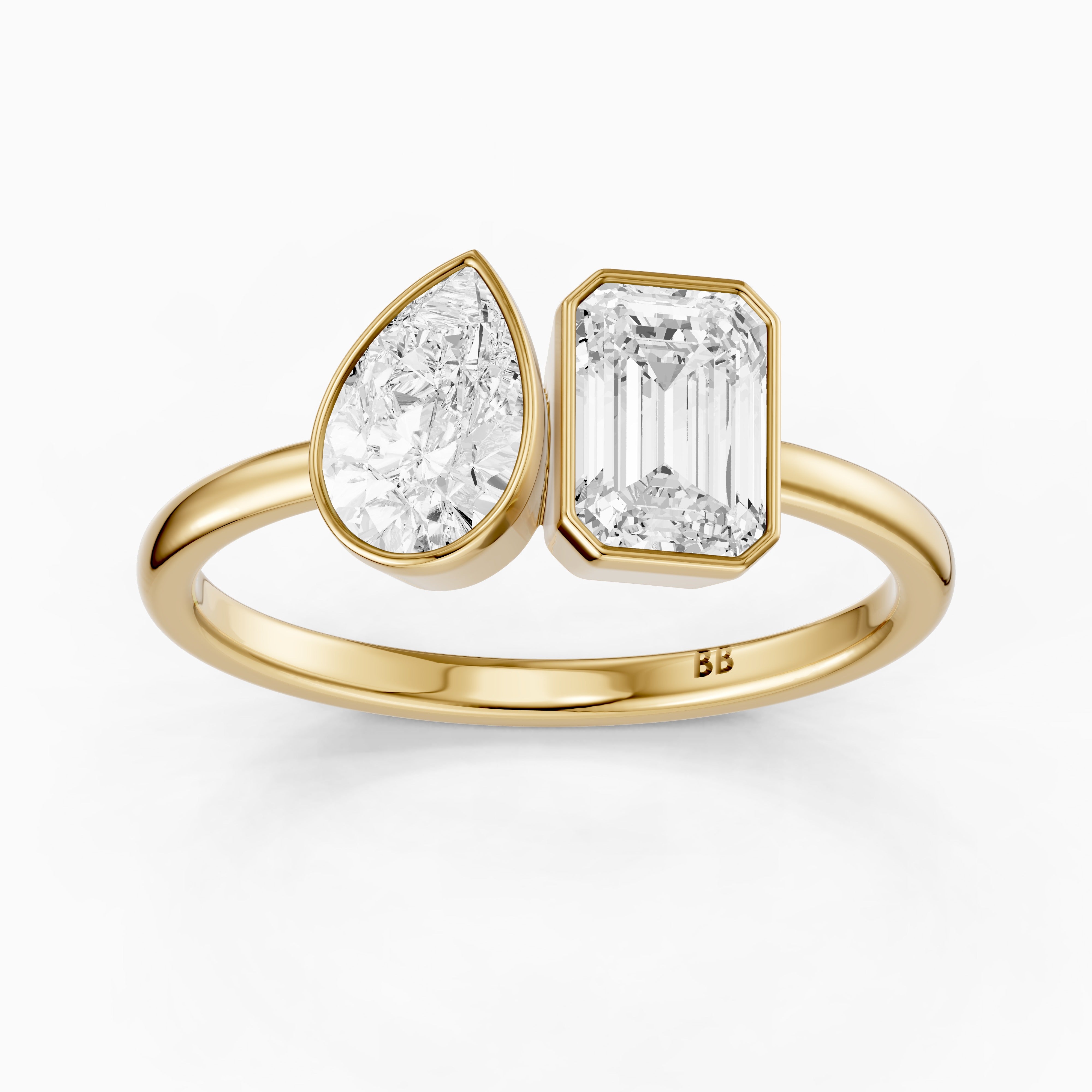 Cierra Toi Et Moi Bezel Diamond Ring With Pear and Emerald Two Stone Lab Grown Diamond