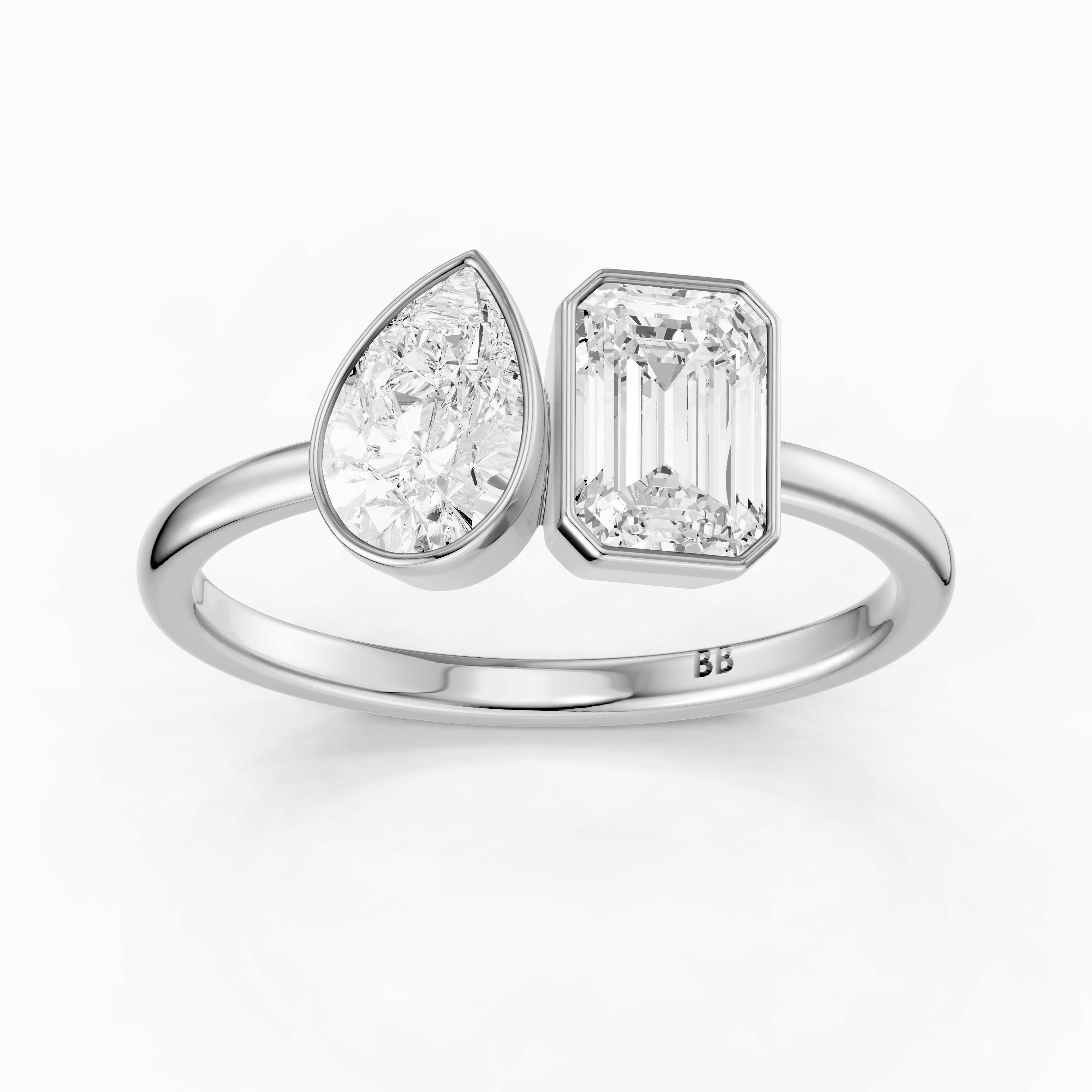 Cierra Toi Et Moi Bezel Diamond Ring With Pear and Emerald Two Stone Lab Grown Diamond
