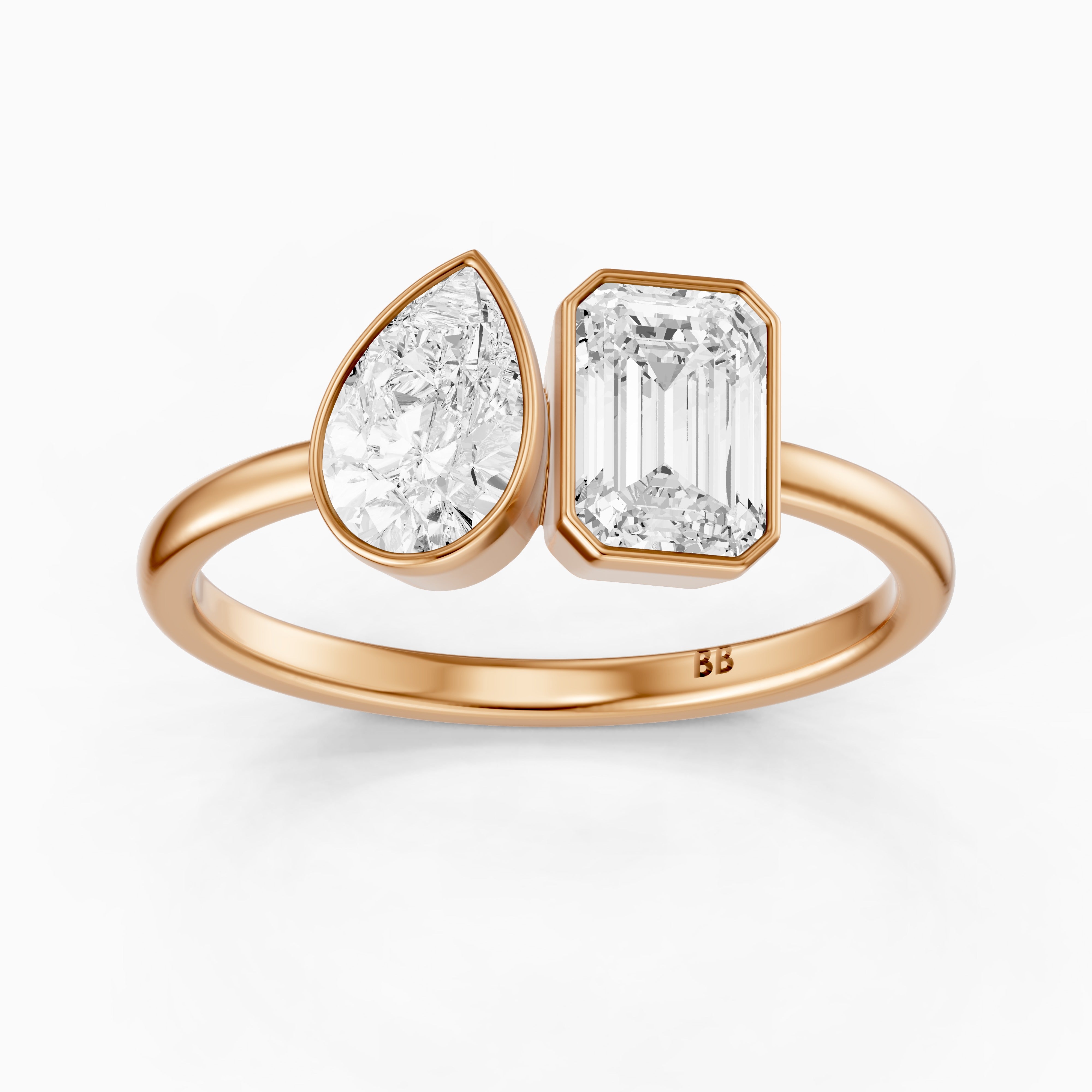 Cierra Toi Et Moi Bezel Diamond Ring With Pear and Emerald Two Stone Lab Grown Diamond