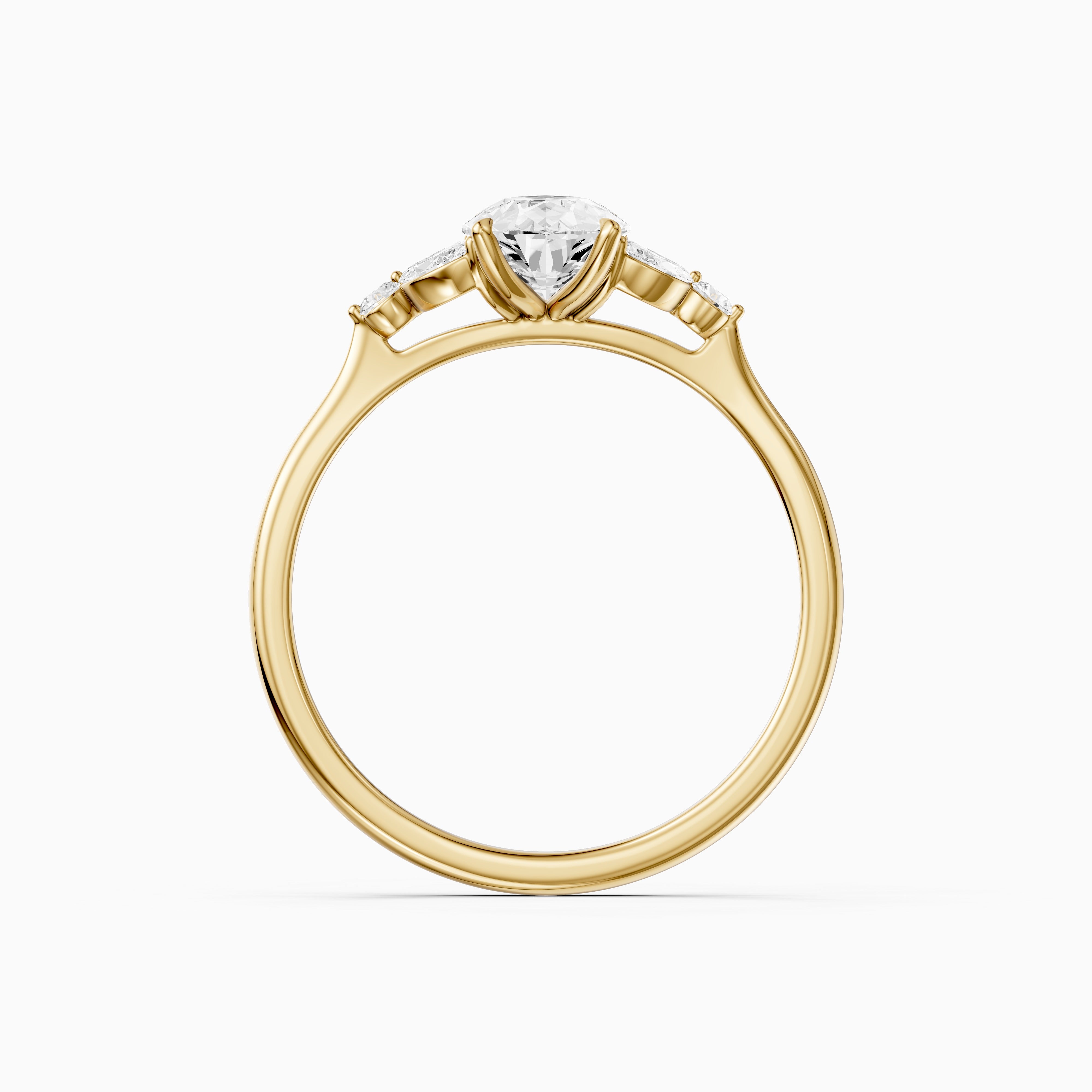 Liora Pear Cut Moissanite Diamond Ring with Marquise Side Stone Cluster