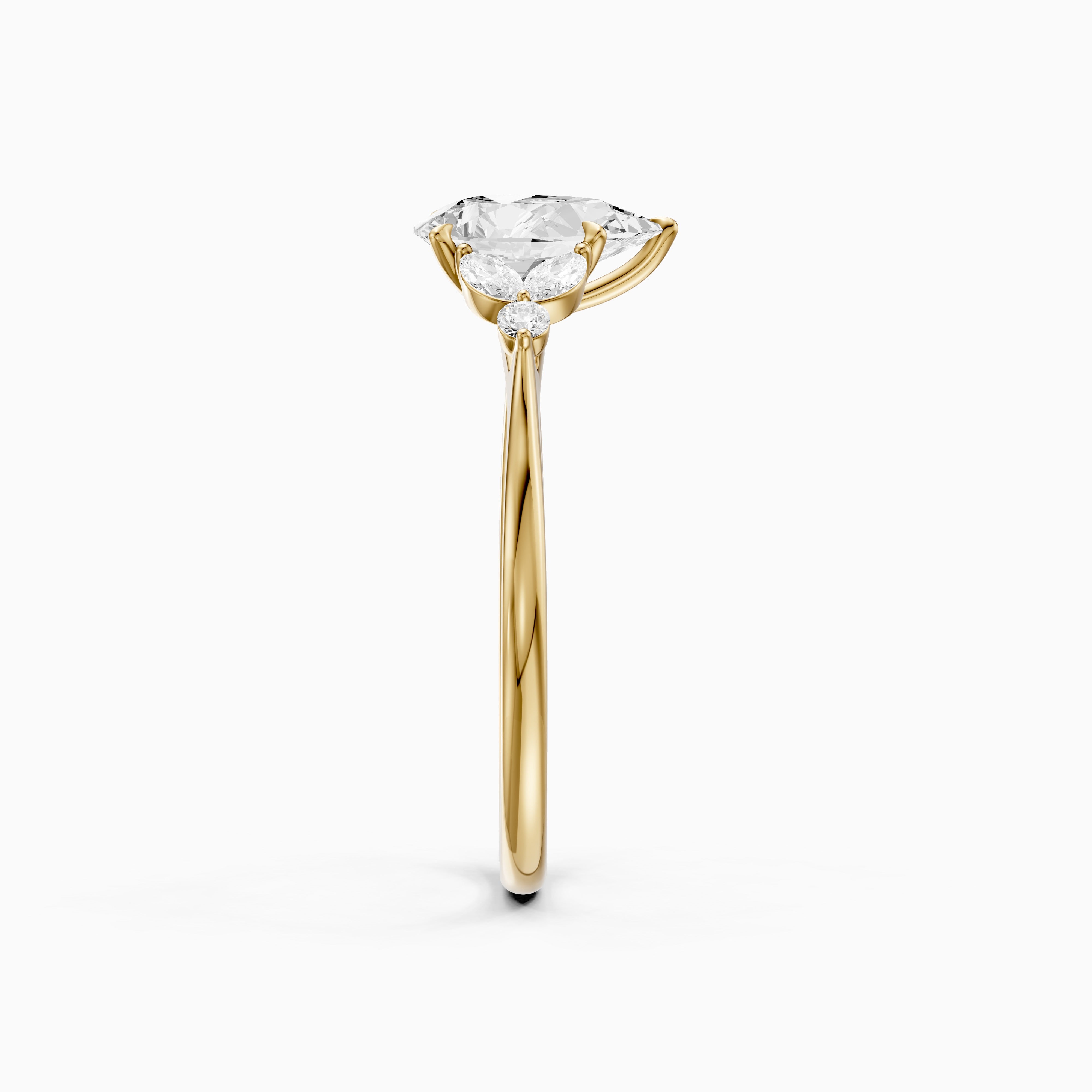 Liora Pear Cut Moissanite Diamond Ring with Marquise Side Stone Cluster