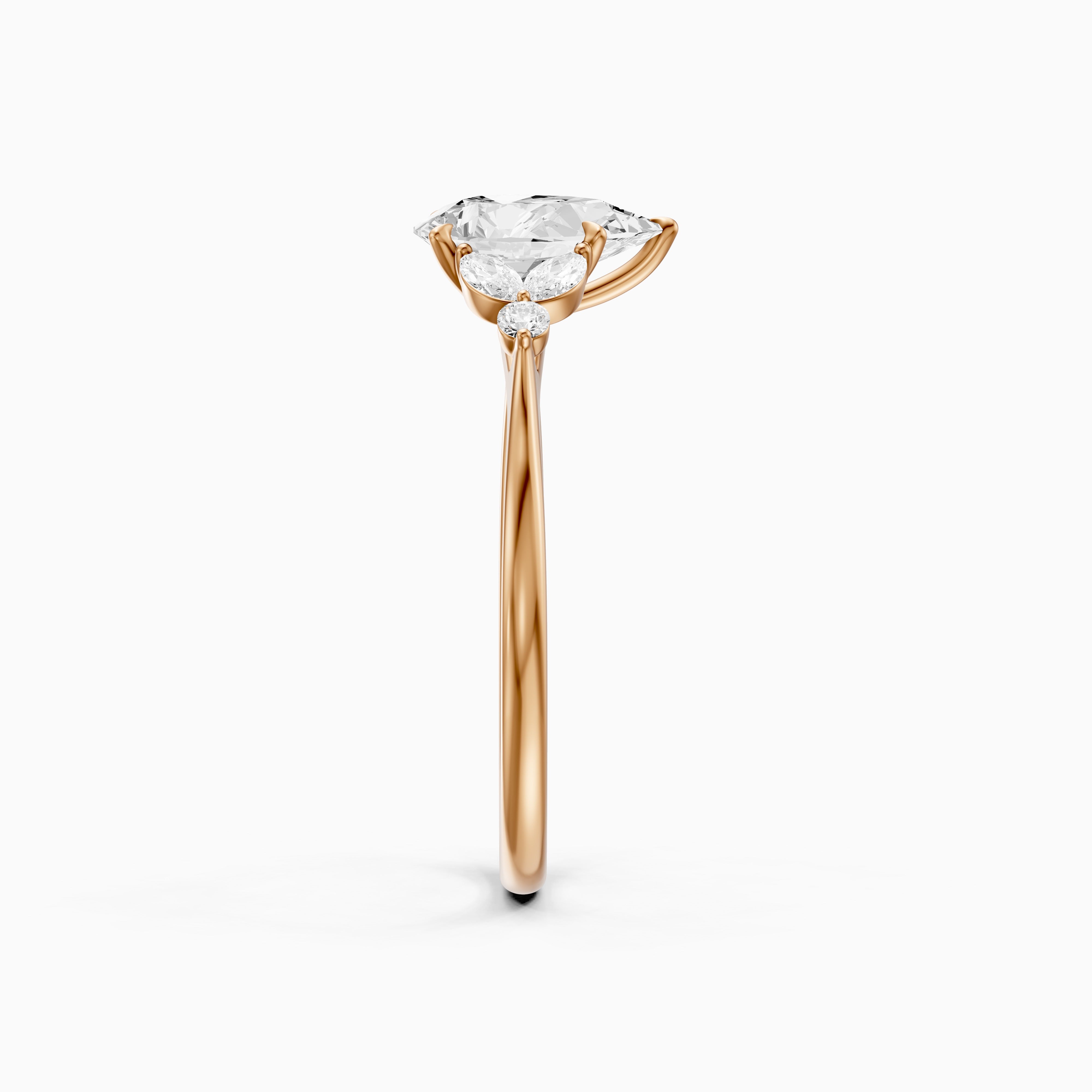 Liora Pear Cut Moissanite Diamond Ring with Marquise Side Stone Cluster