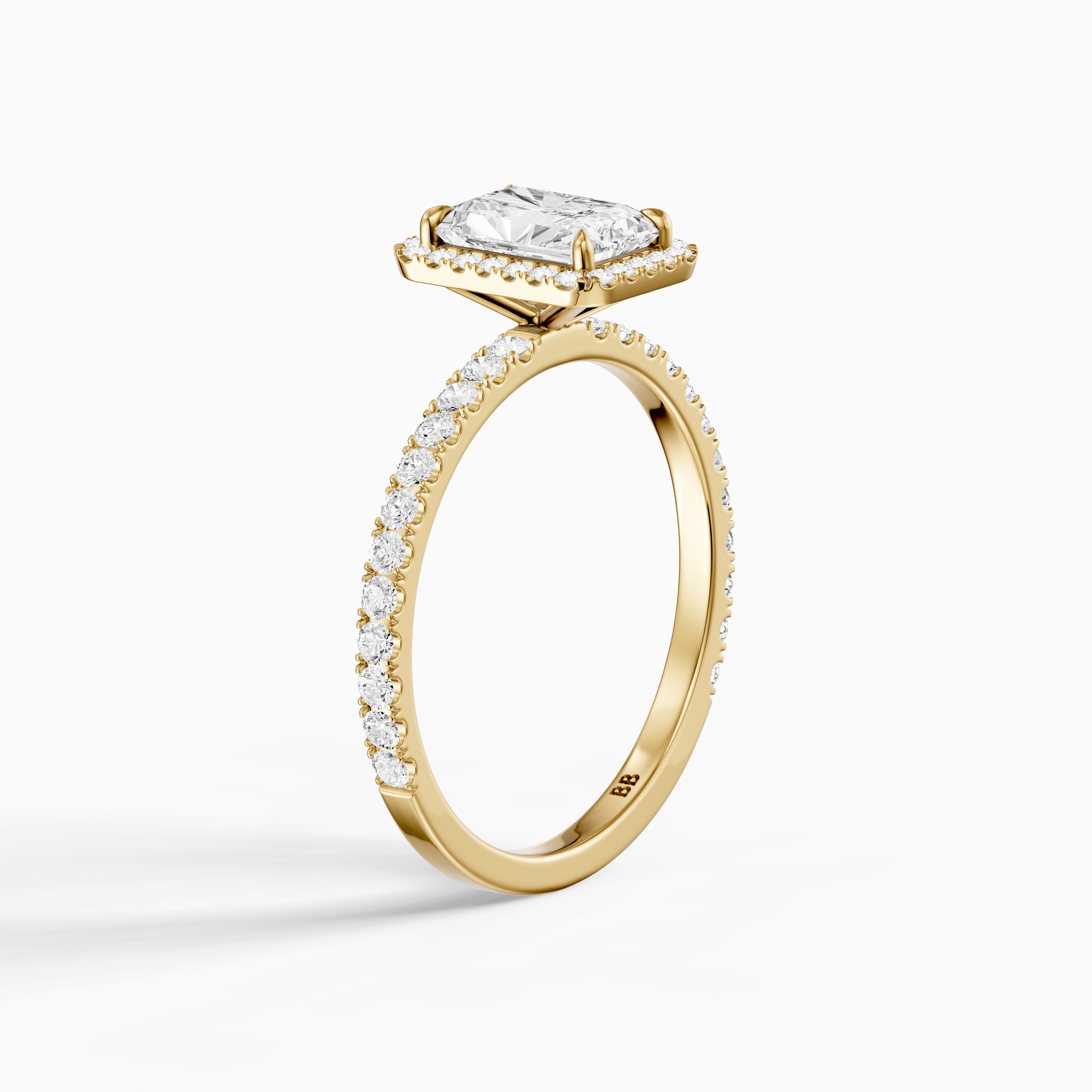 Darian Radiant Cut Halo Pave Side Stone Lab Grown Diamond Ring