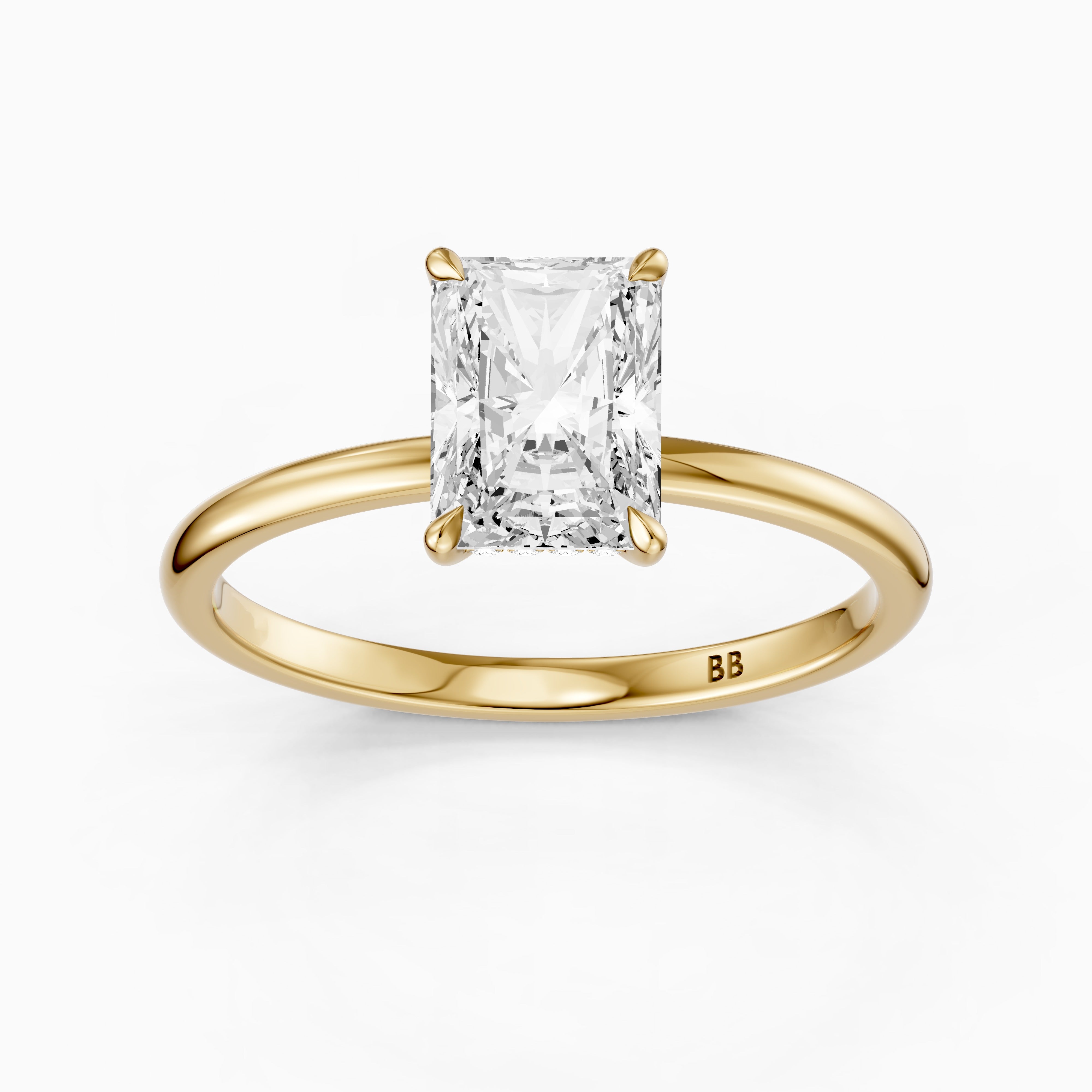 Delany 4 Prong Radiant Cut Hidden Halo Moissanite Diamond Ring