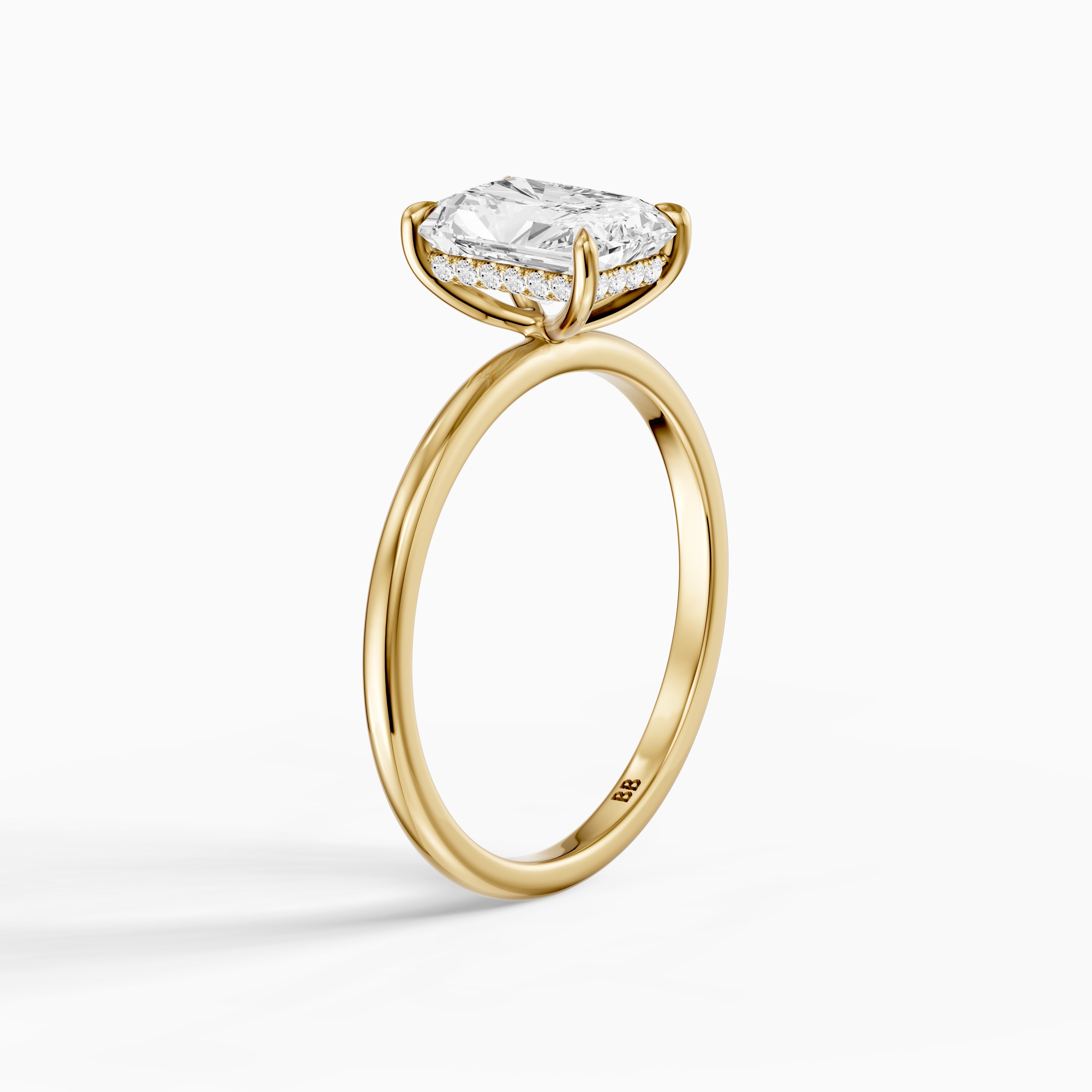 Delany 4 Prong Radiant Cut Hidden Halo Moissanite Diamond Ring