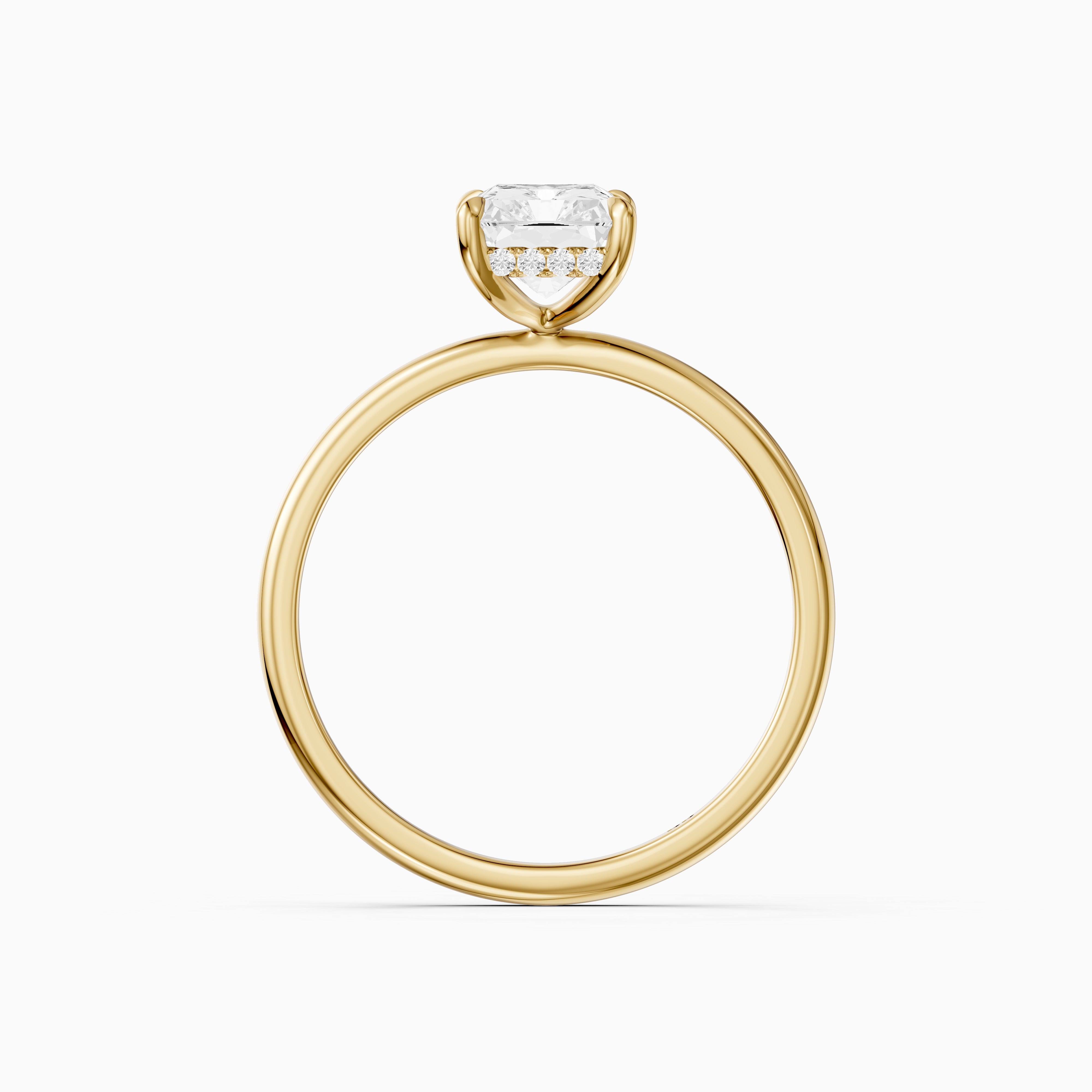 Delany 4 Prong Radiant Cut Hidden Halo Moissanite Diamond Ring