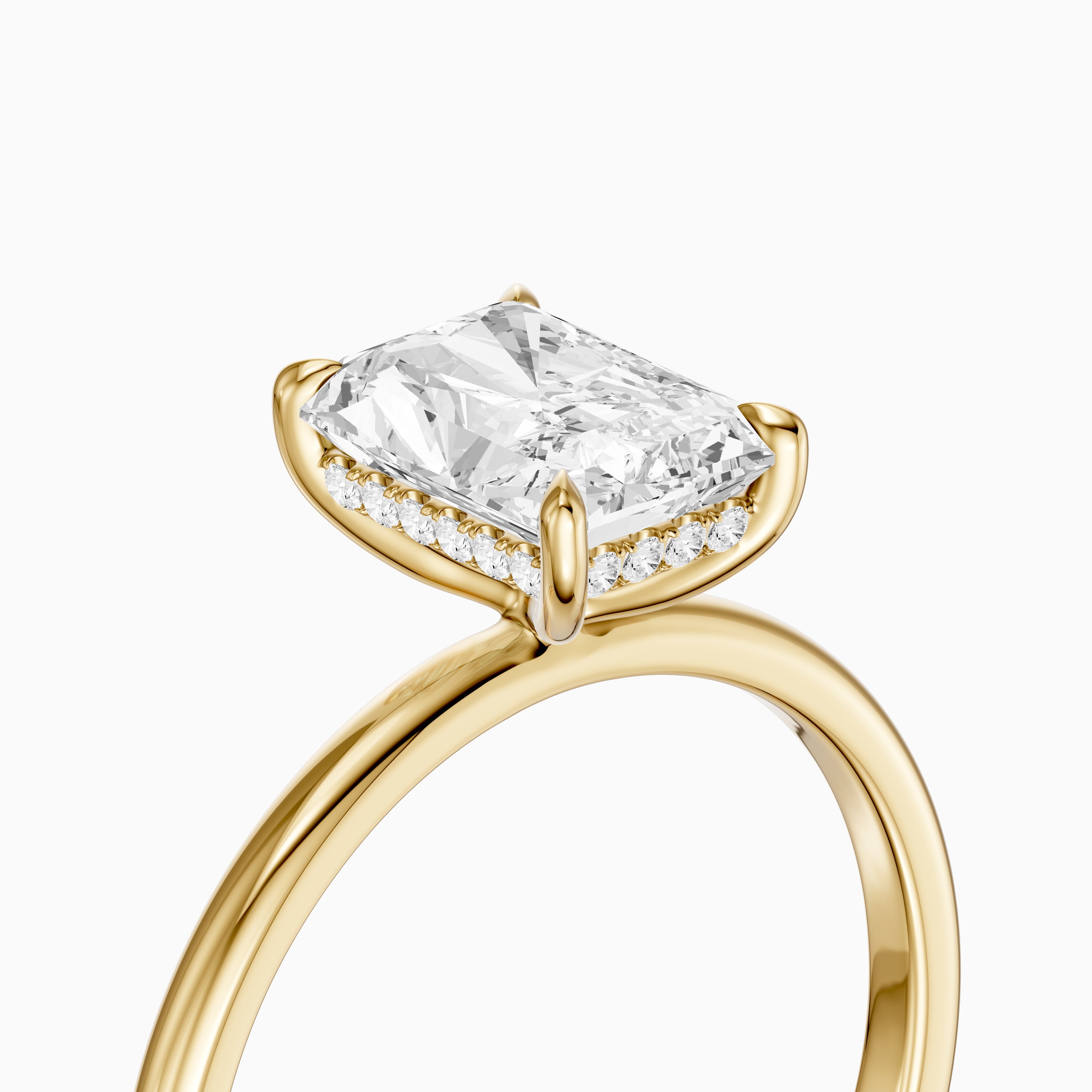Delany 4 Prong Radiant Cut Hidden Halo Moissanite Diamond Ring