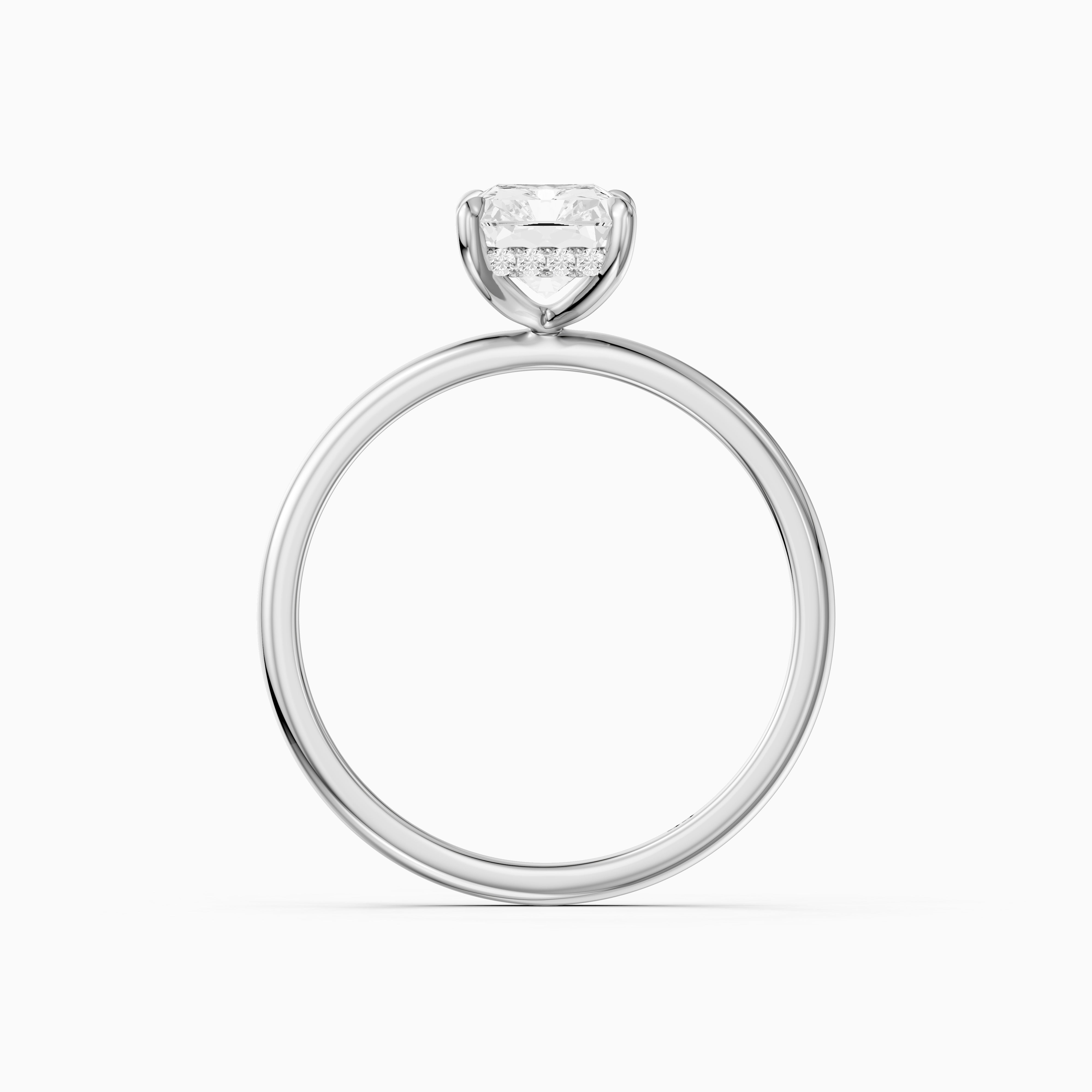 Delany 4 Prong Radiant Cut Hidden Halo Moissanite Diamond Ring