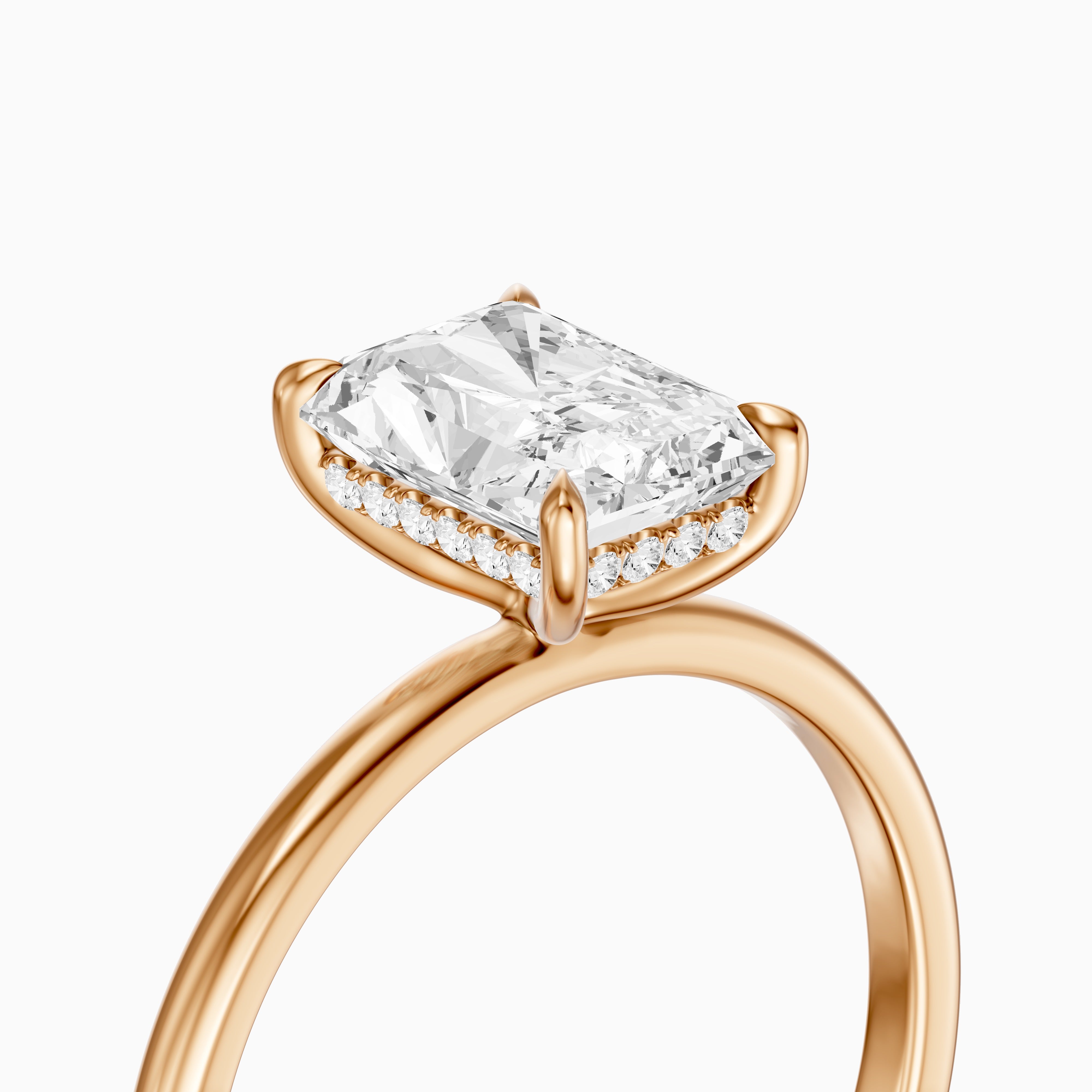 Delany 4 Prong Radiant Cut Hidden Halo Moissanite Diamond Ring