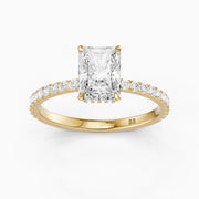 Denali Radiant Cut Hidden Halo Side Stone Pave Lab Grown Diamond Ring