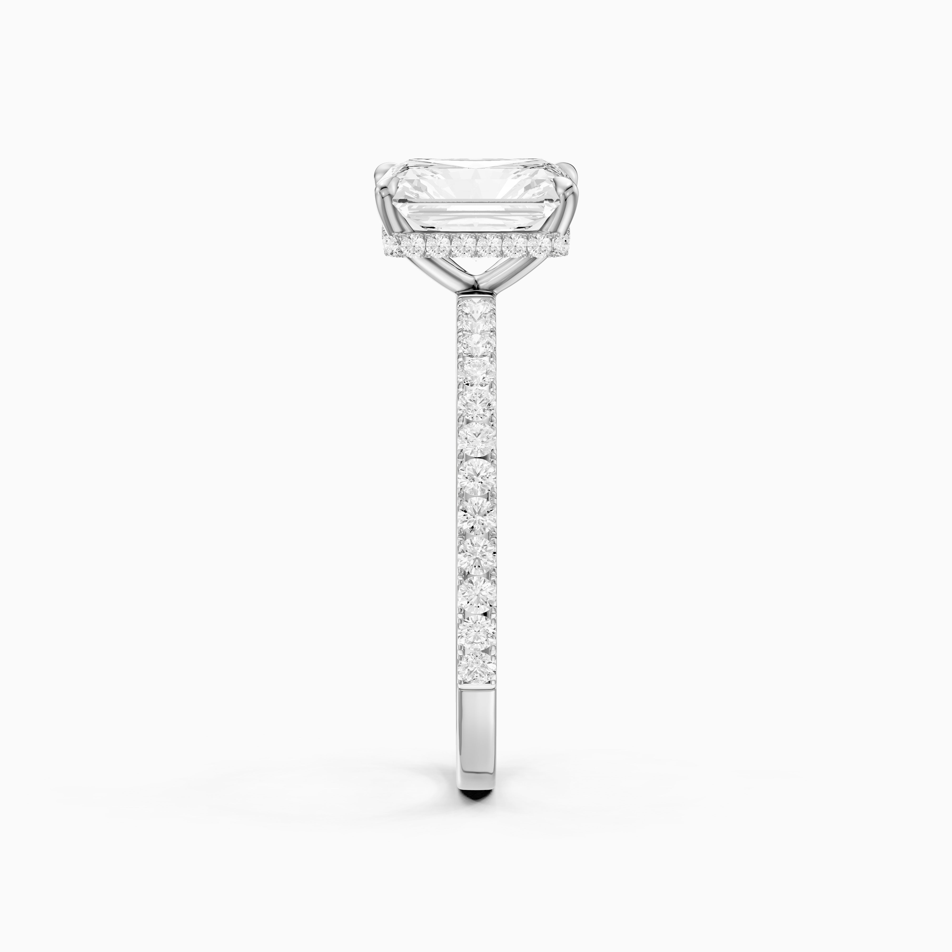 Denali Radiant Cut Hidden Halo Side Stone Pave Moissanite Diamond Ring