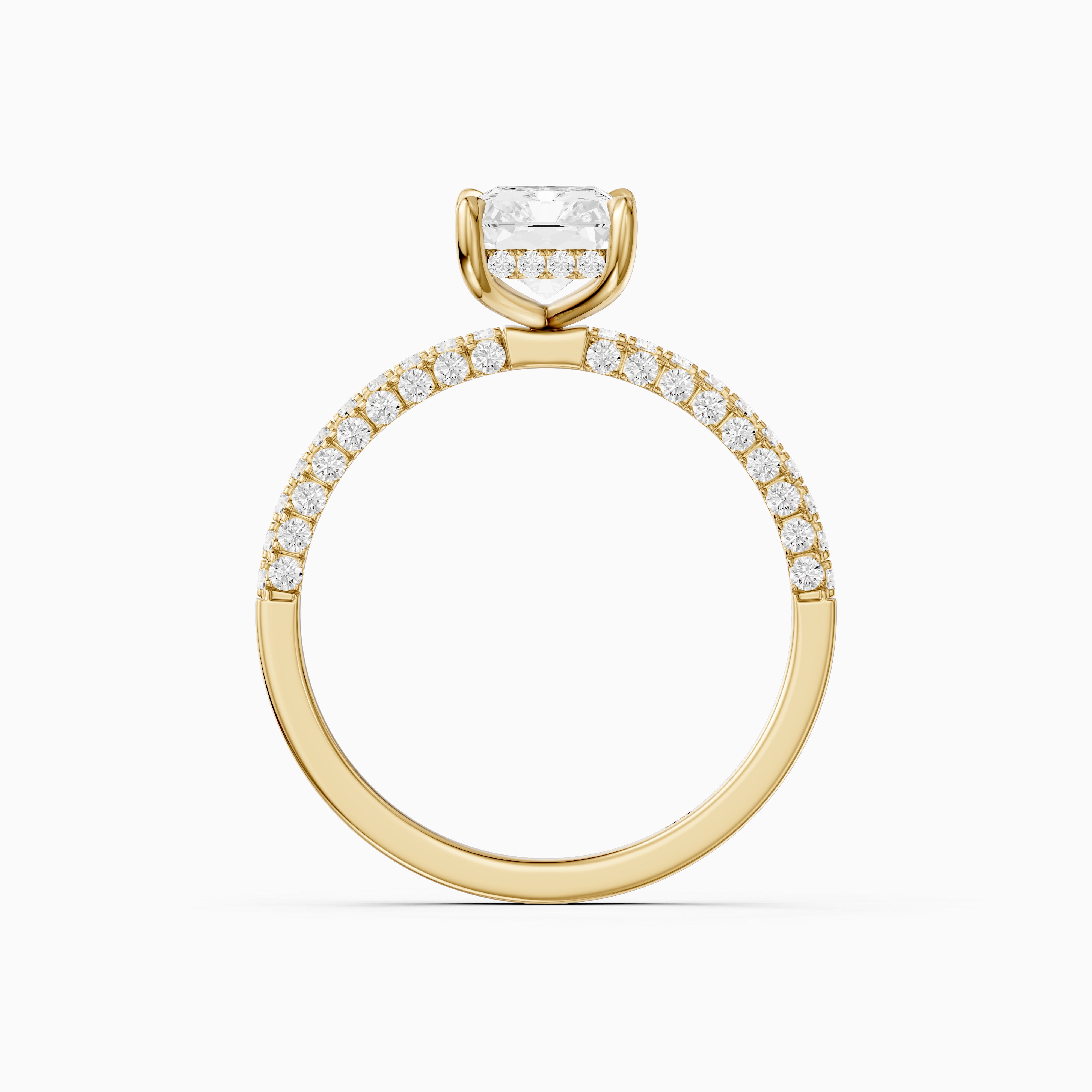 Ensley Radiant Cut Hidden Halo Three Sided Pave Lab Grown Diamond Ring