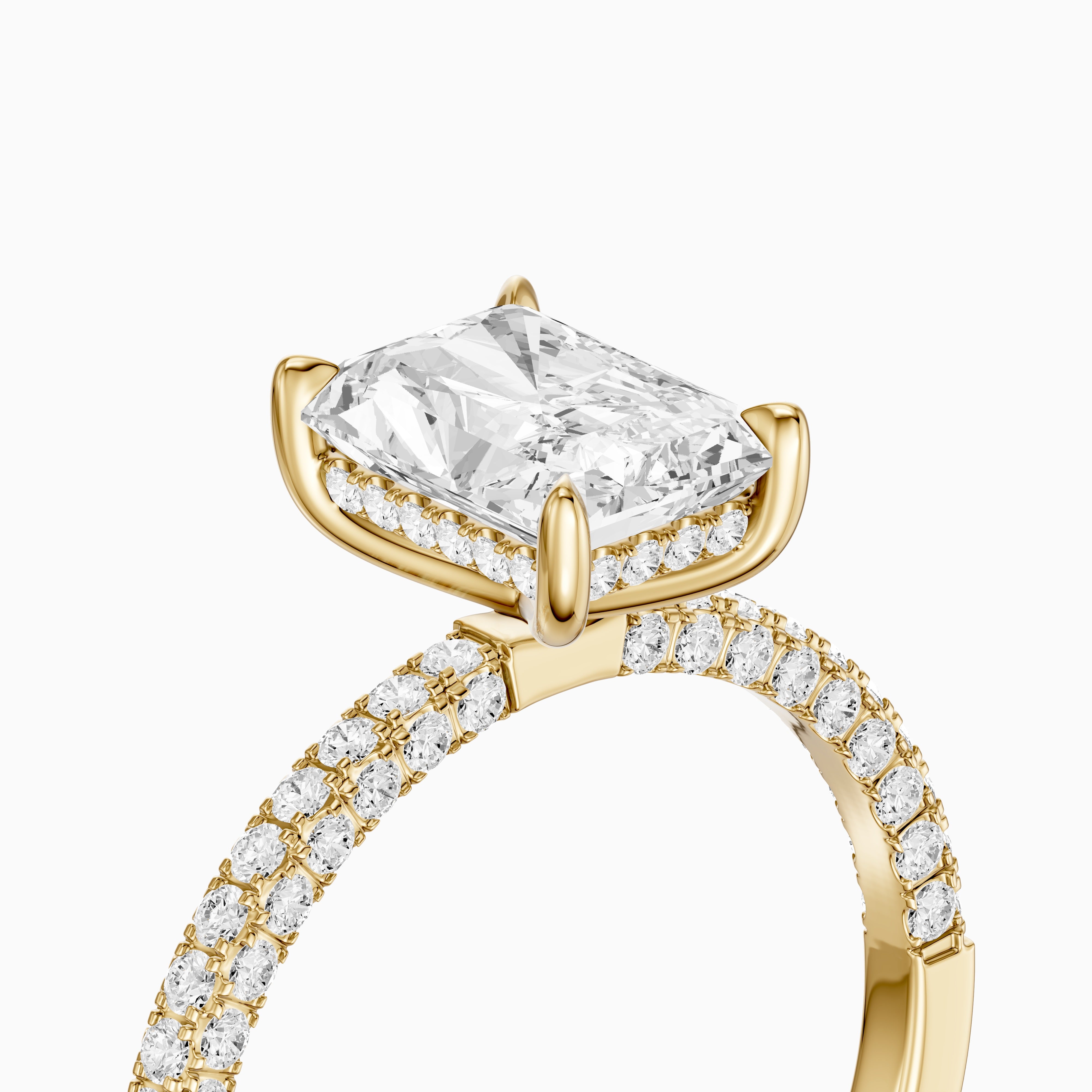 Ensley Radiant Cut Hidden Halo Three Sided Pave Lab Grown Diamond Ring