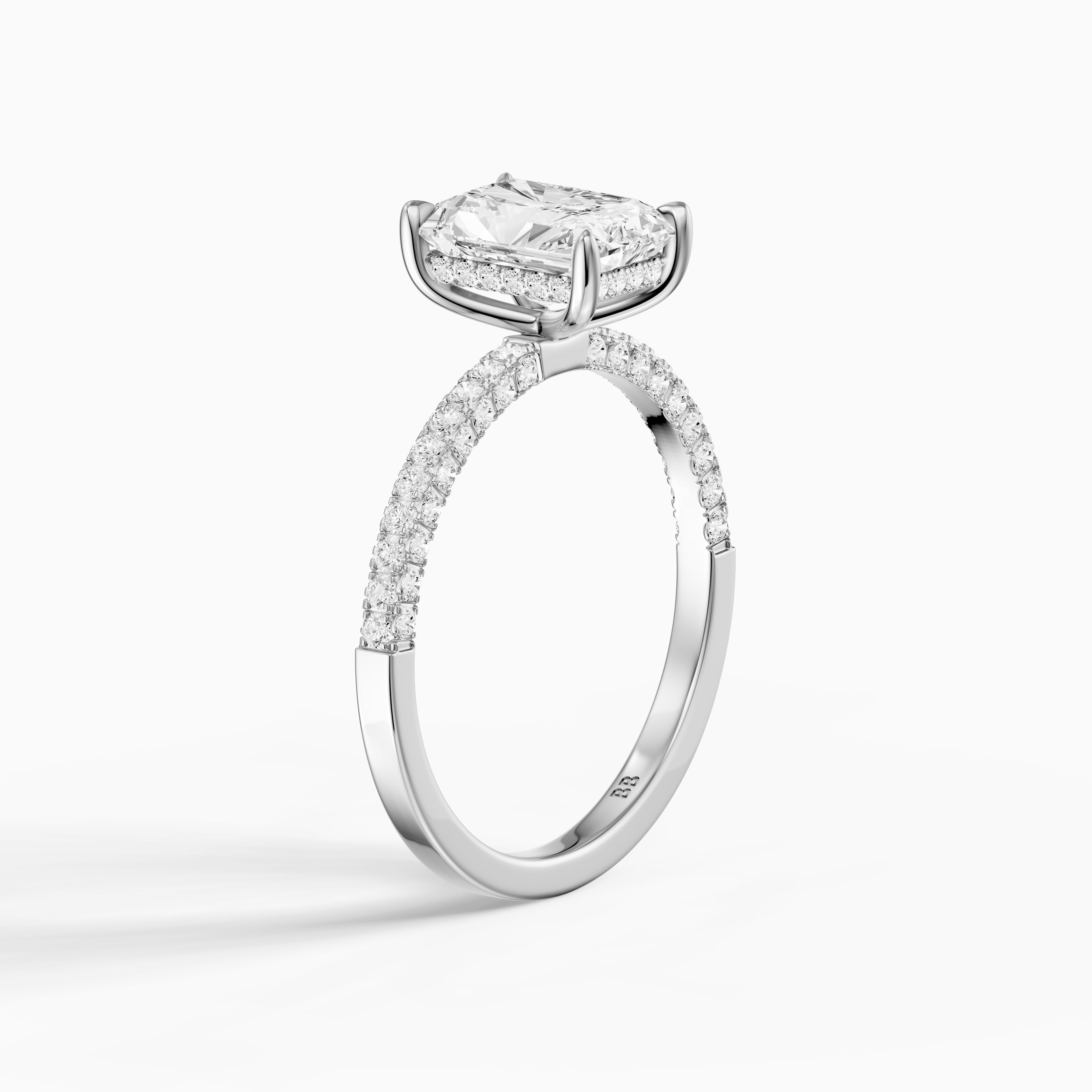 Ensley Radiant Cut Hidden Halo Three Sided Pave Lab Grown Diamond Ring