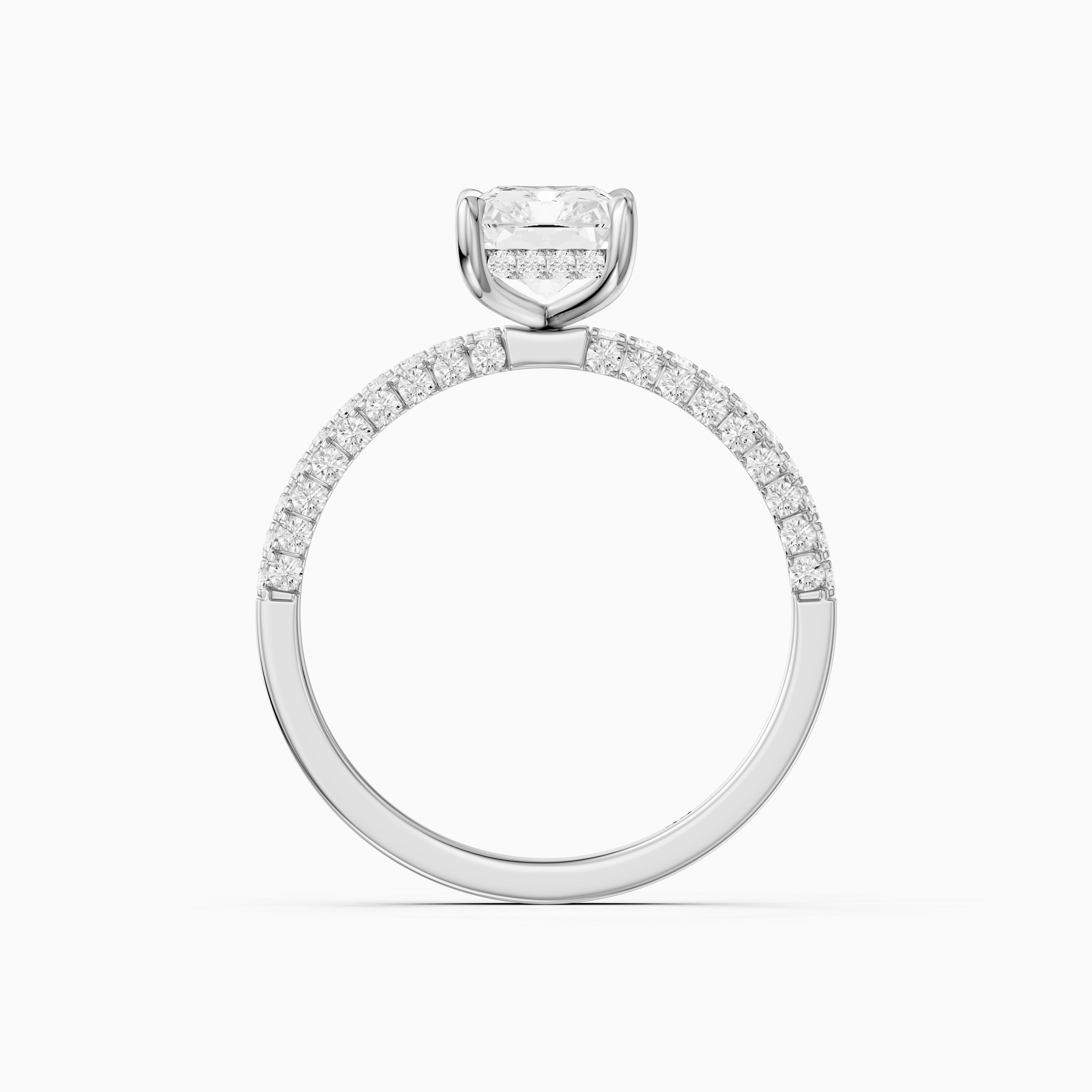Ensley Radiant Cut Hidden Halo Three Sided Pave Lab Grown Diamond Ring