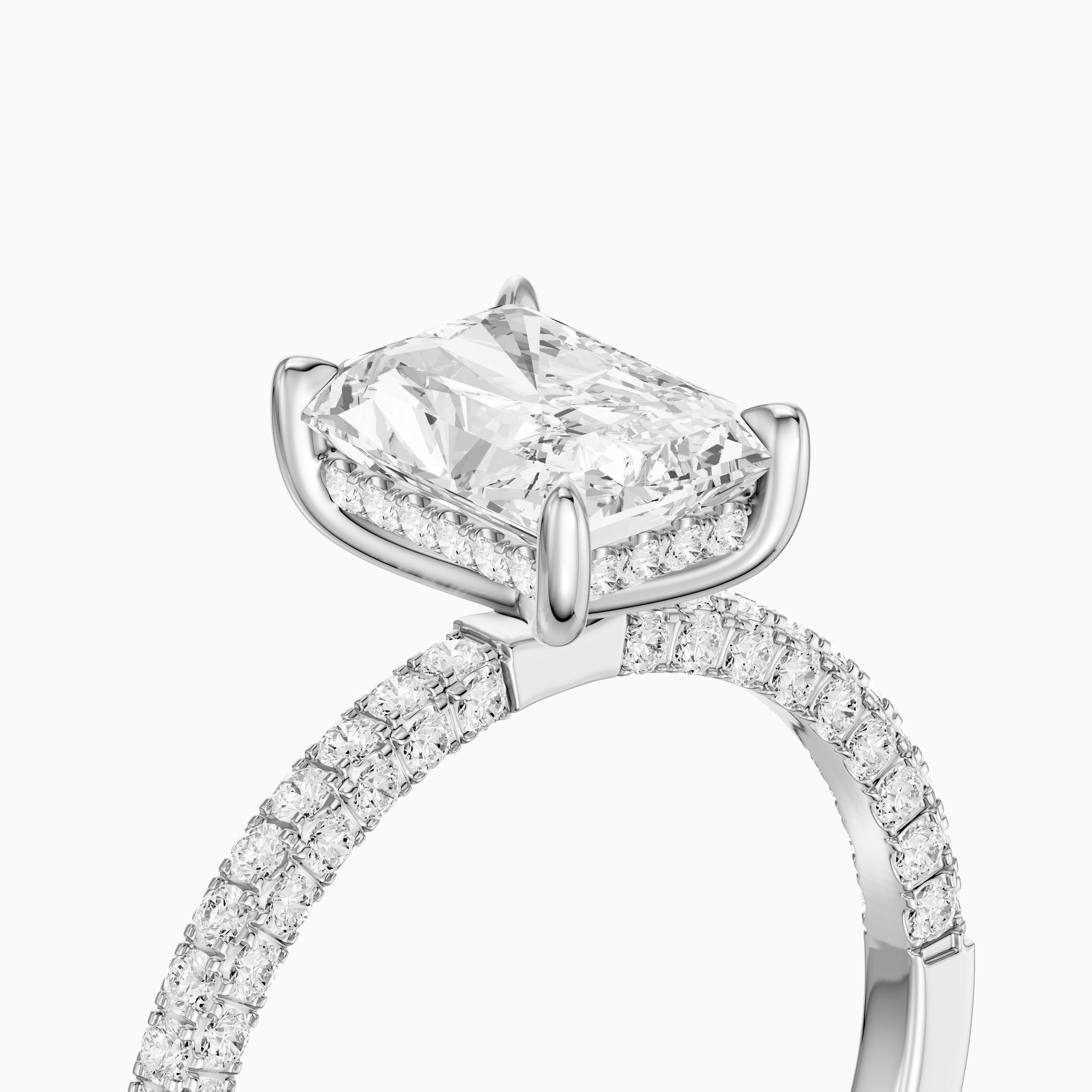 Ensley Radiant Cut Hidden Halo Three Sided Pave Lab Grown Diamond Ring