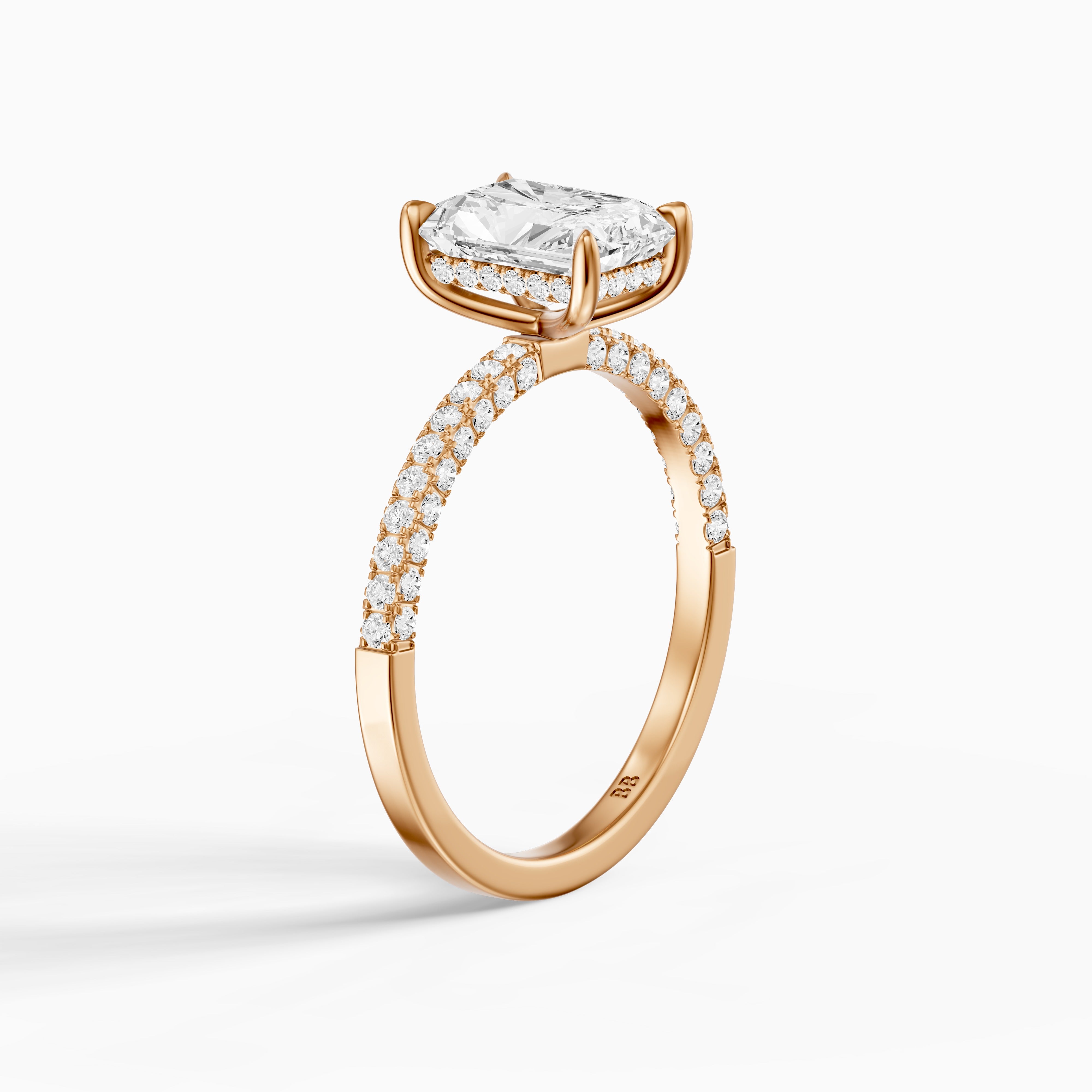 Ensley Radiant Cut Hidden Halo Three Sided Pave Lab Grown Diamond Ring