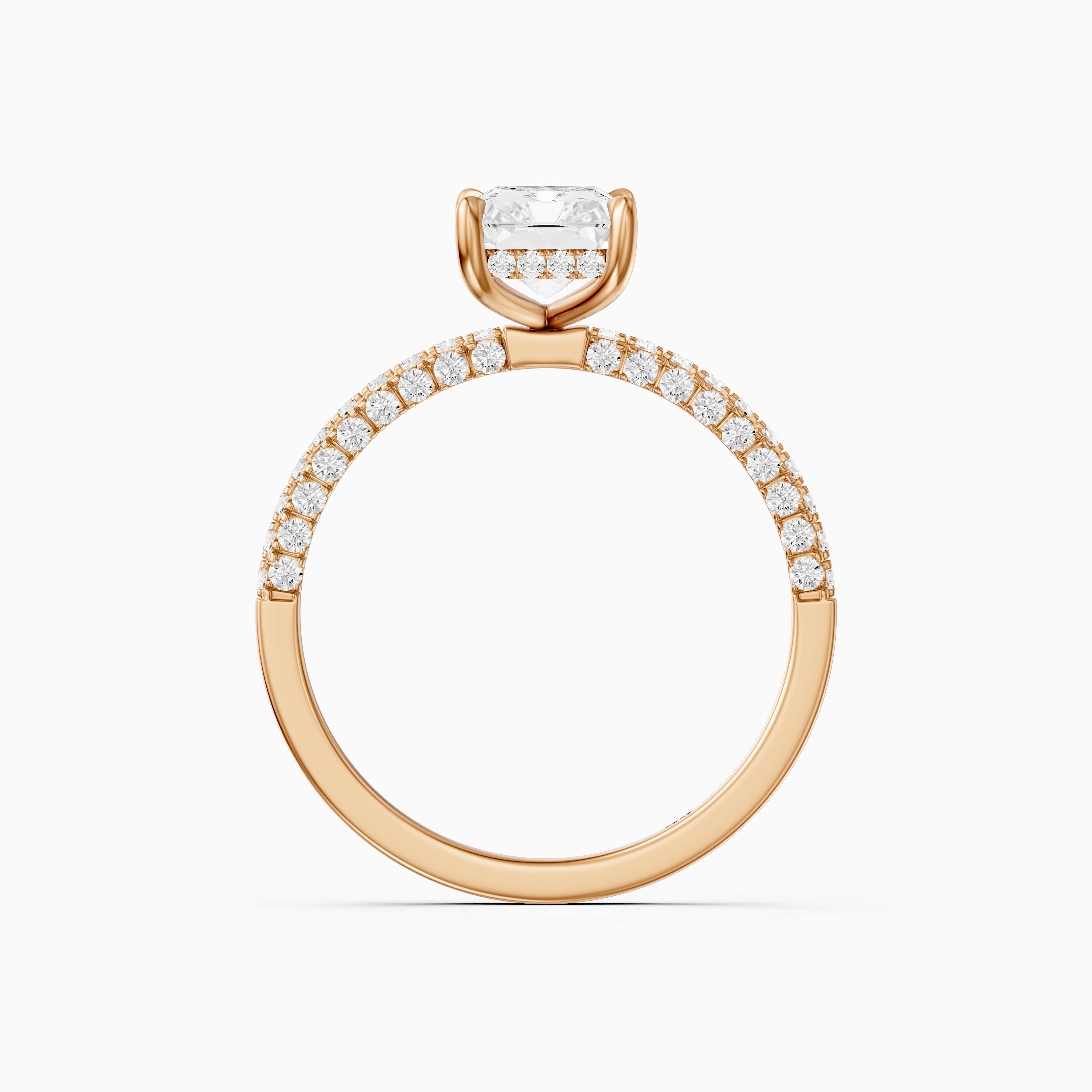 Ensley Radiant Cut Hidden Halo Three Sided Pave Lab Grown Diamond Ring