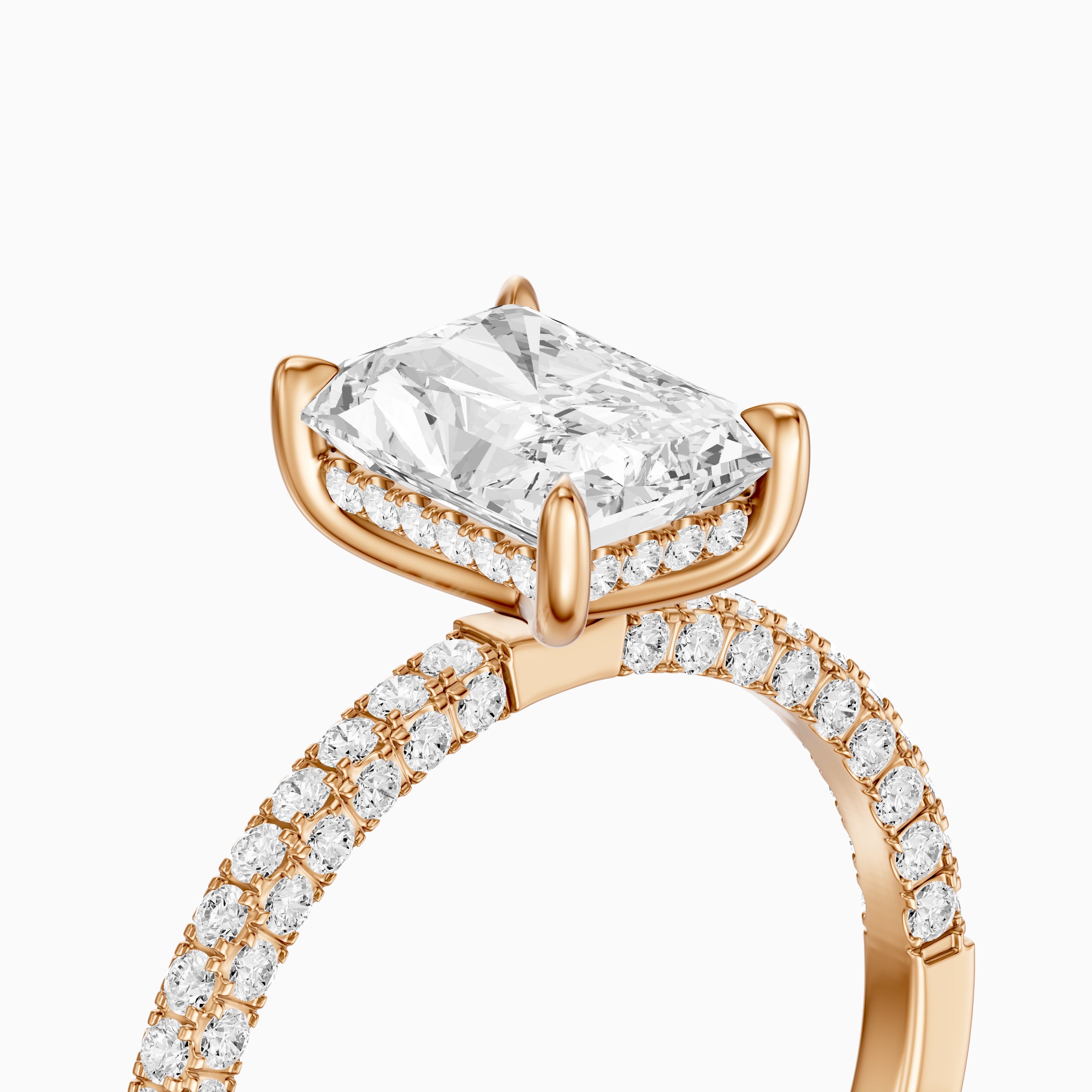 Ensley Radiant Cut Hidden Halo Three Sided Pave Lab Grown Diamond Ring