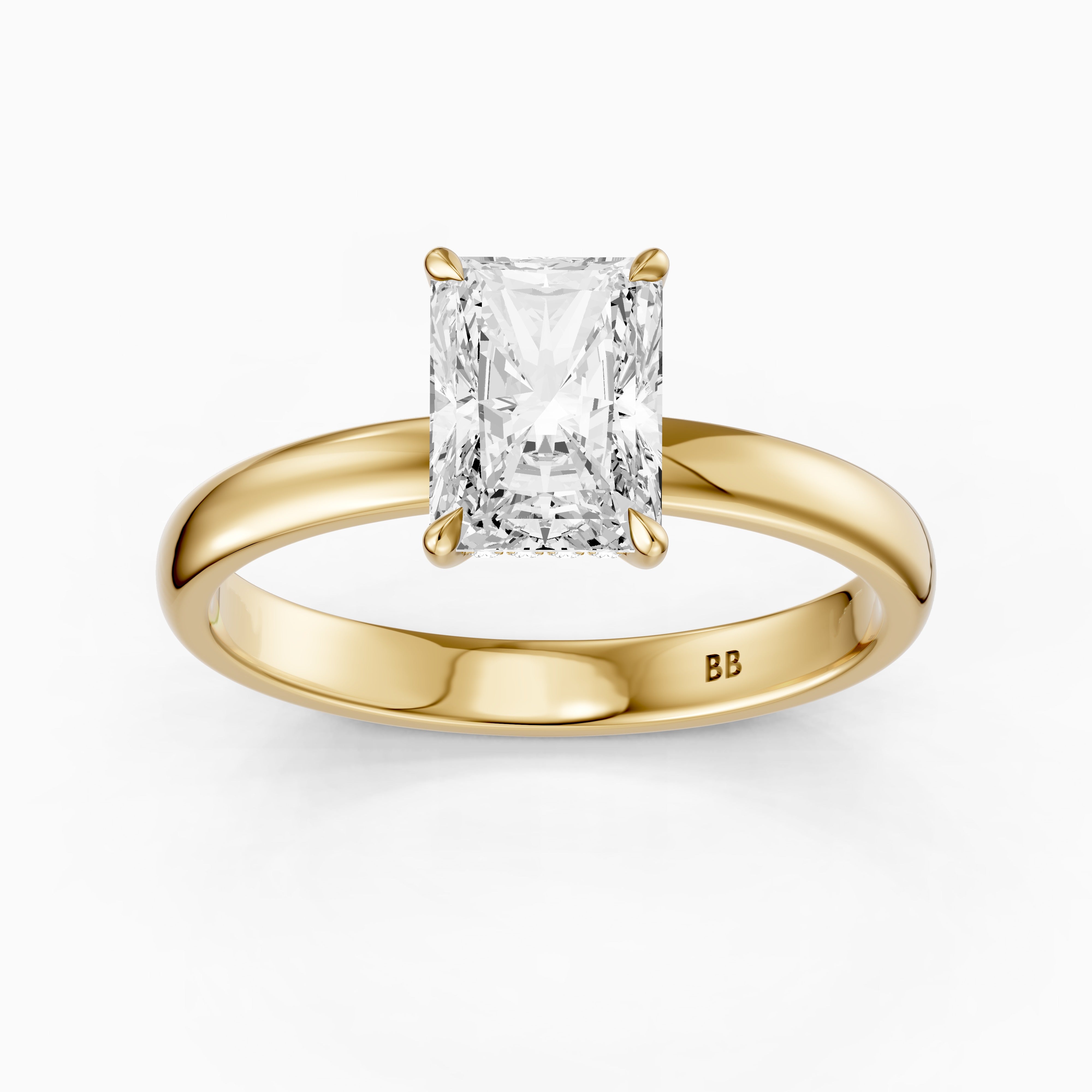 Farrah 4 Prong Radiant Cut Hidden Halo Moissanite Diamond Ring