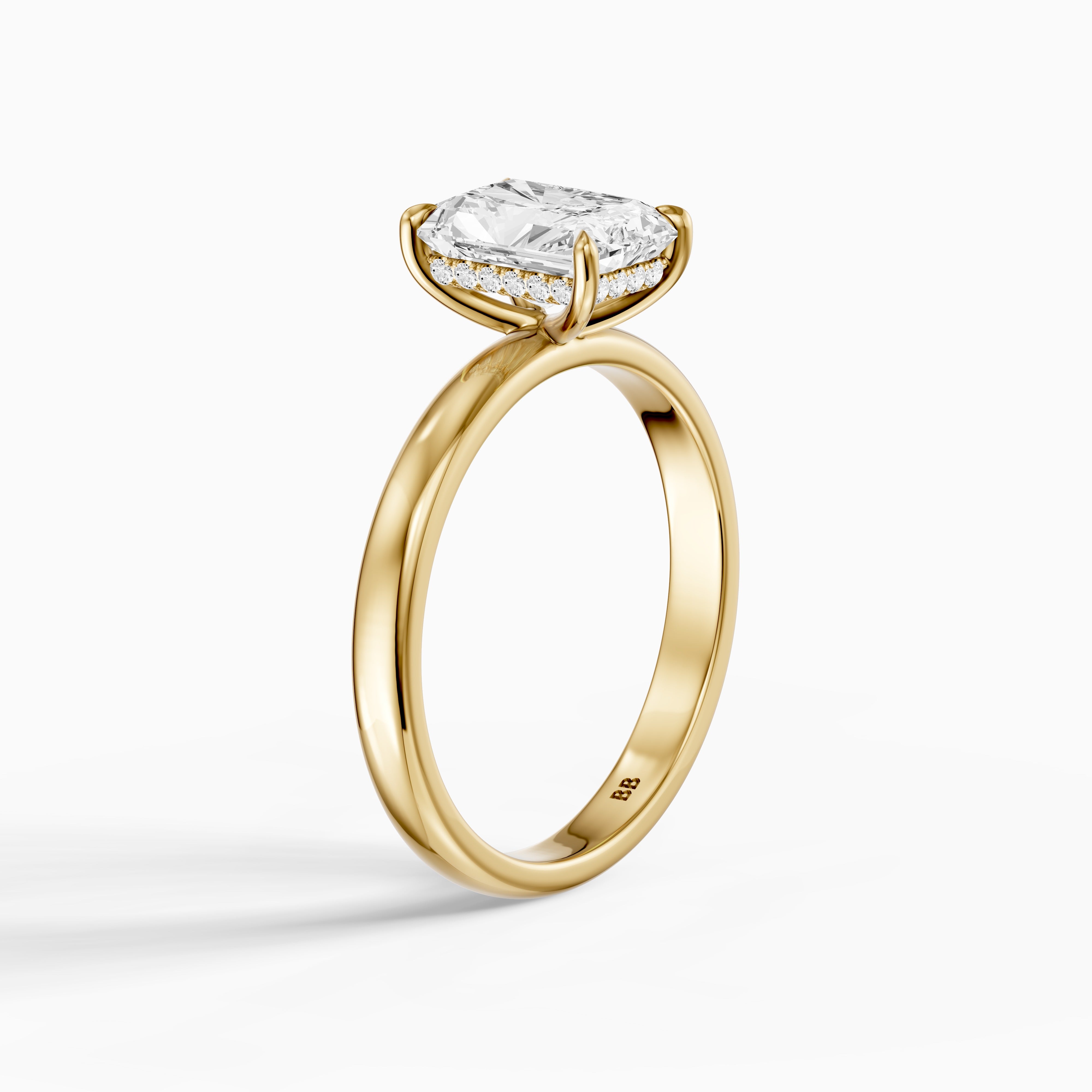 Farrah 4 Prong Radiant Cut Hidden Halo Moissanite Diamond Ring