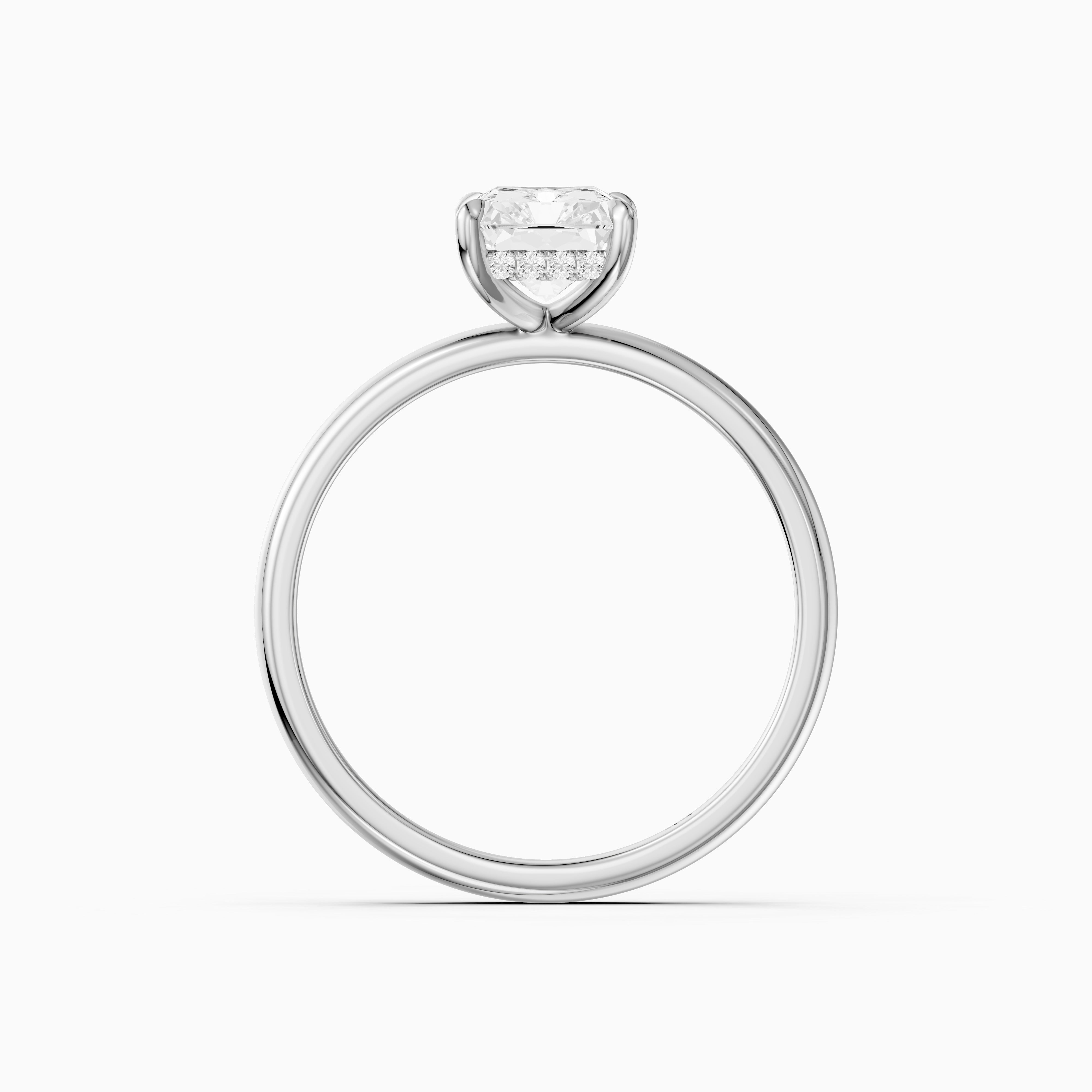 Farrah 4 Prong Radiant Cut Hidden Halo Moissanite Diamond Ring