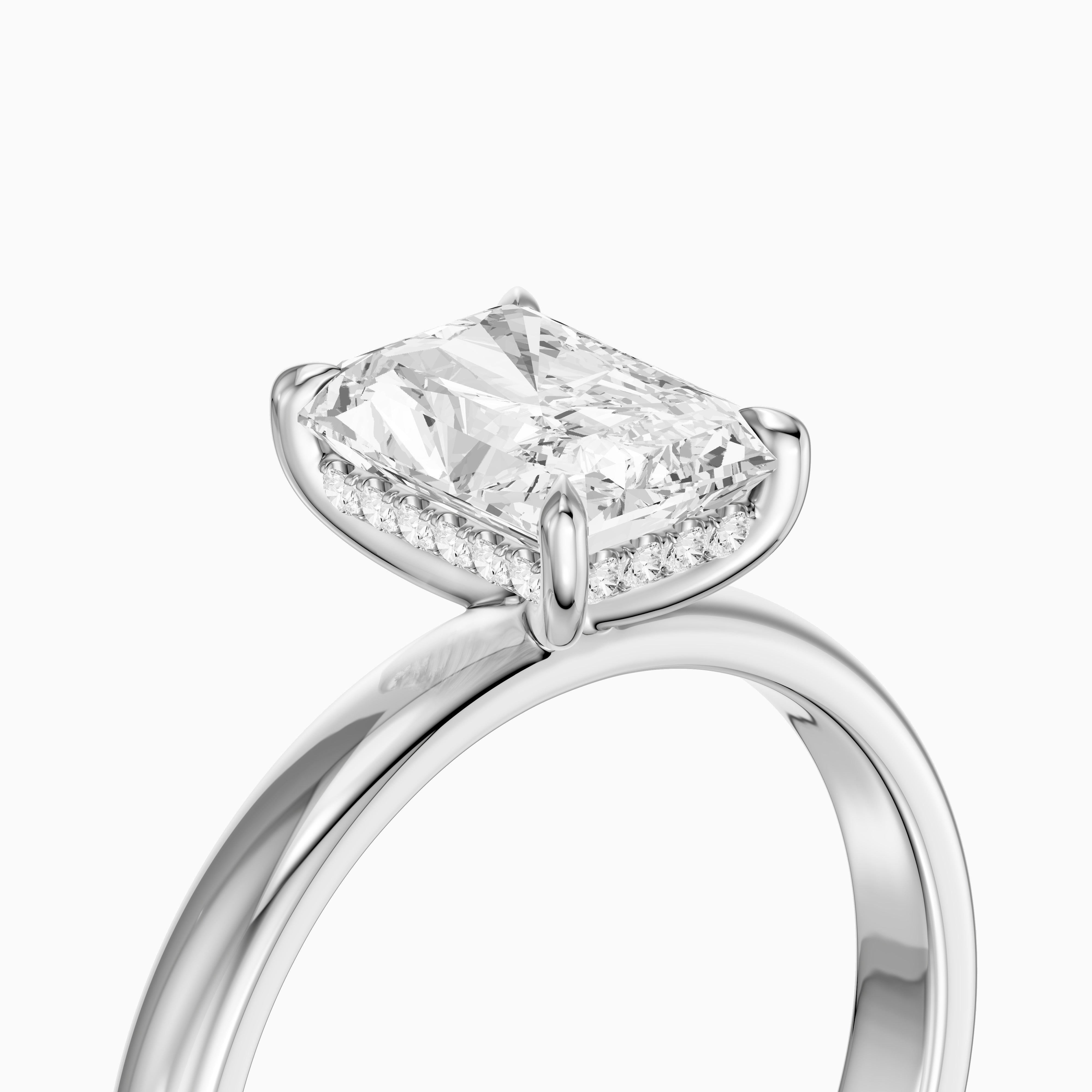 Farrah 4 Prong Radiant Cut Hidden Halo Moissanite Diamond Ring