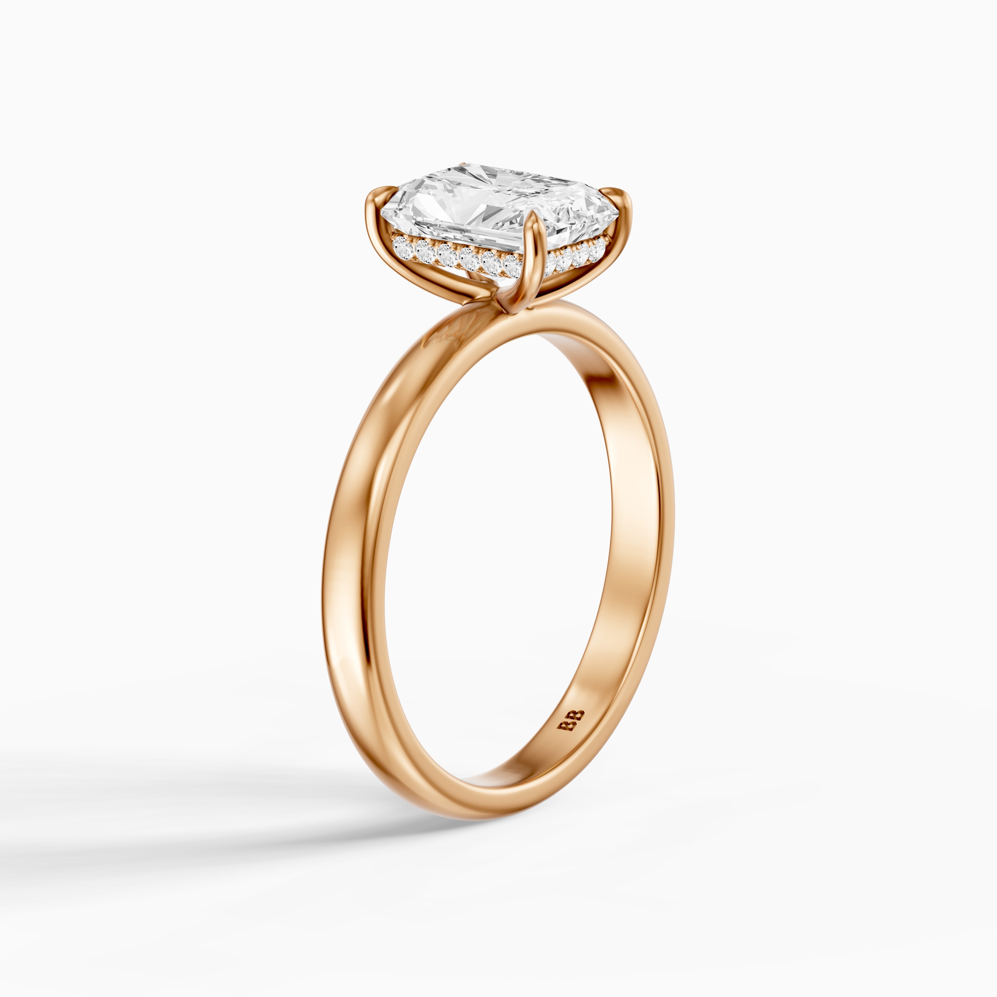 Farrah 4 Prong Radiant Cut Hidden Halo Moissanite Diamond Ring