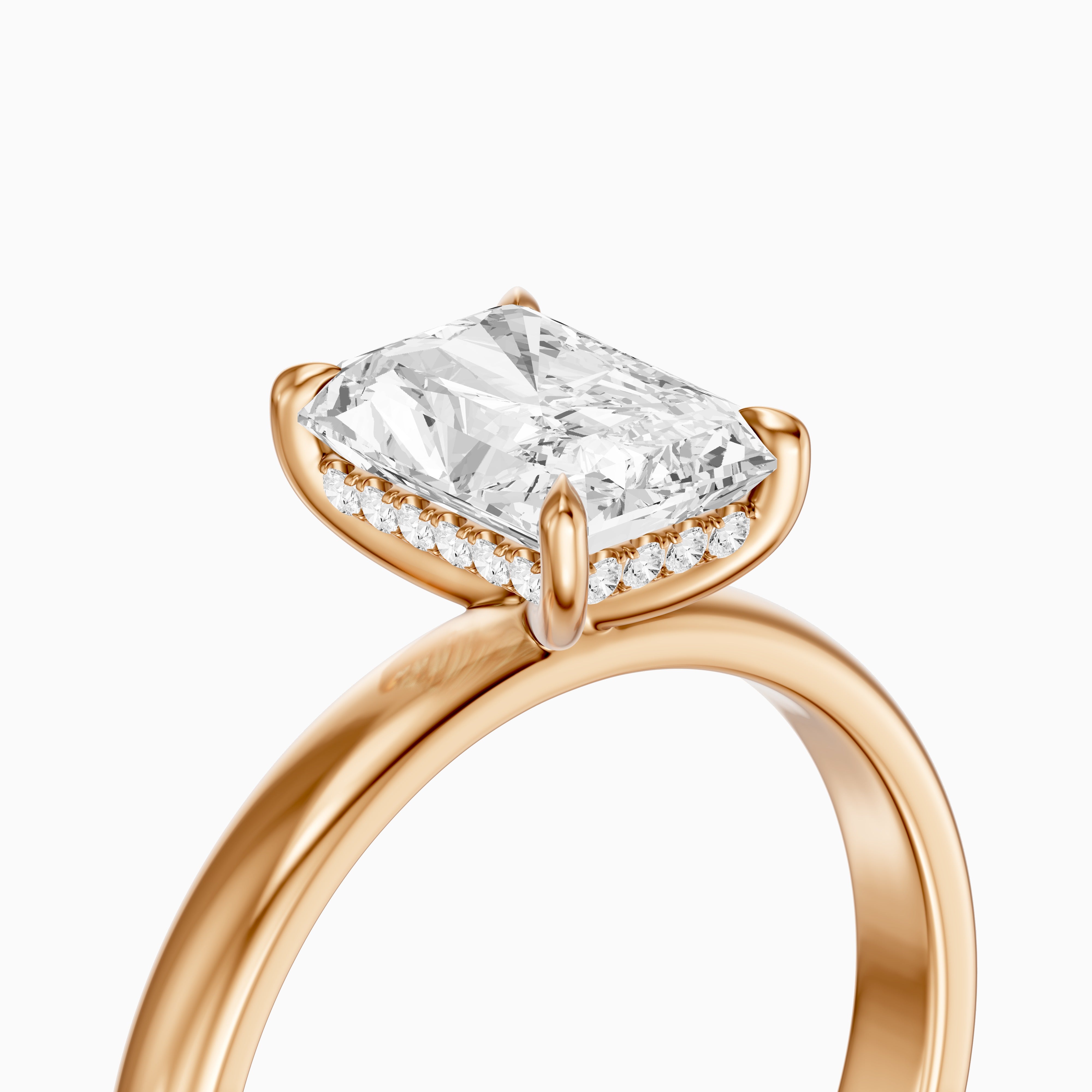 Farrah 4 Prong Radiant Cut Hidden Halo Moissanite Diamond Ring