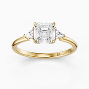 Franny Three Stone Asscher Cut With Trillion Side Stones Lab Grown Diamond Ring