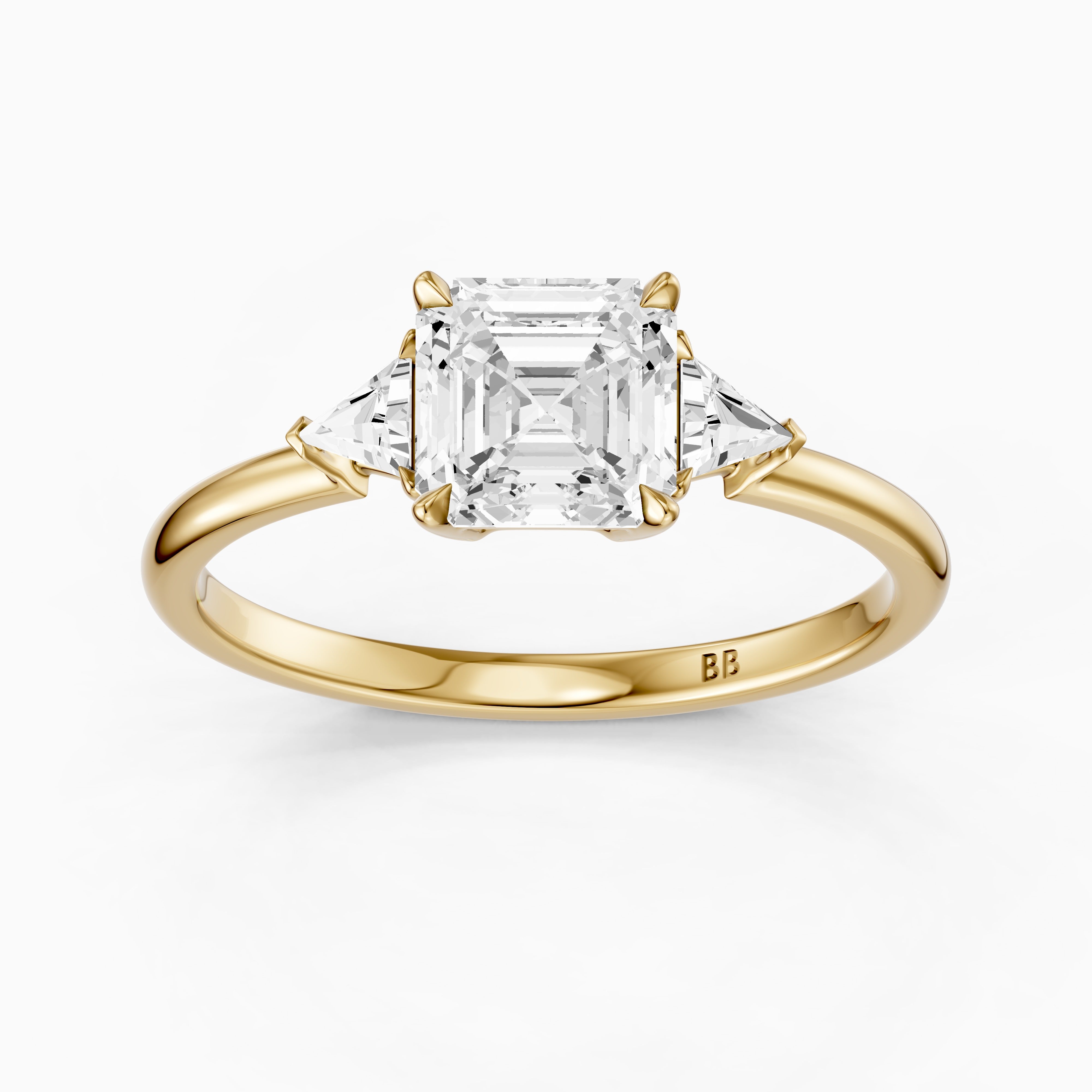 Franny Three Stone Asscher Cut With Trillion Side Stones Lab Grown Diamond Ring