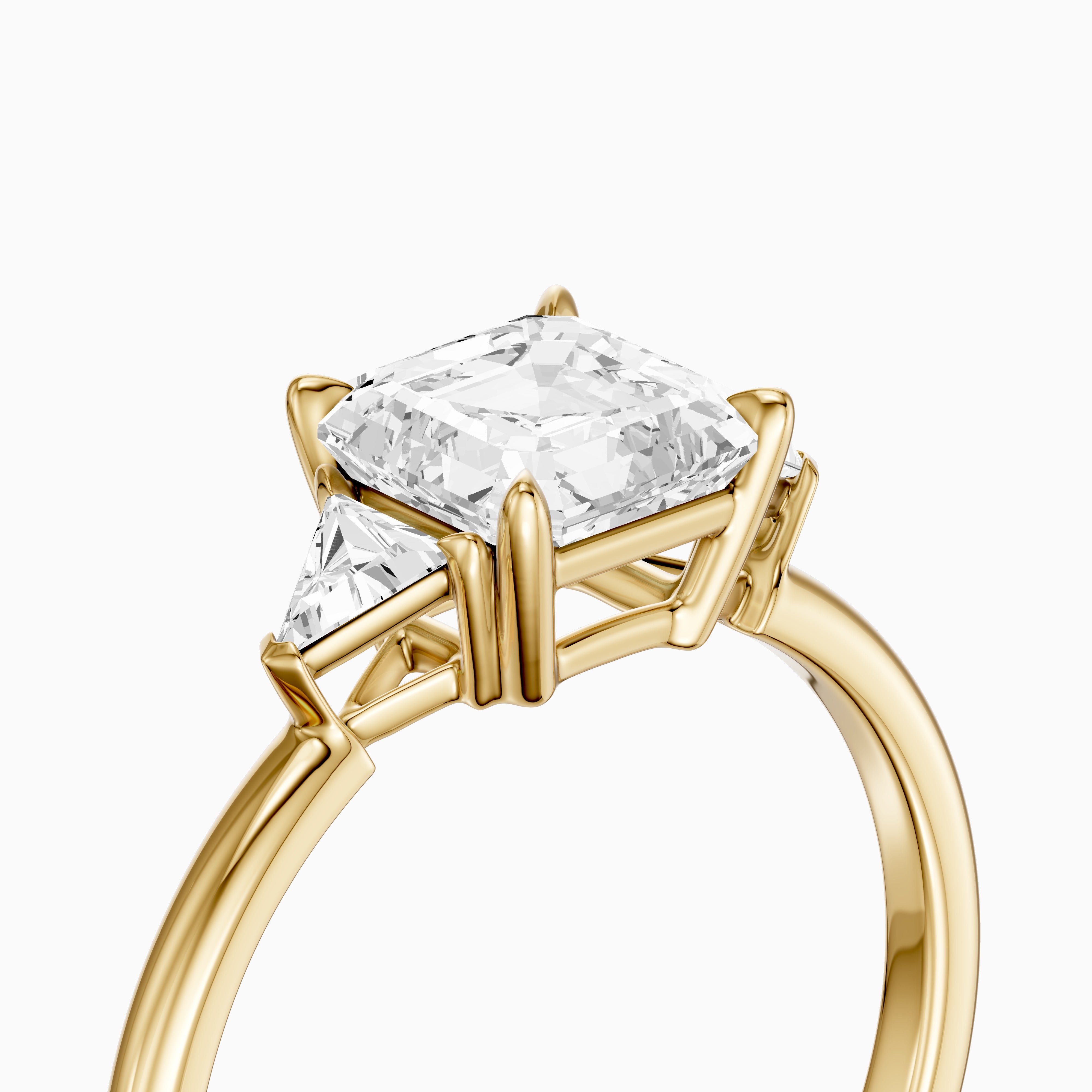 Franny Three Stone Asscher Cut With Trillion Side Stones Lab Grown Diamond Ring