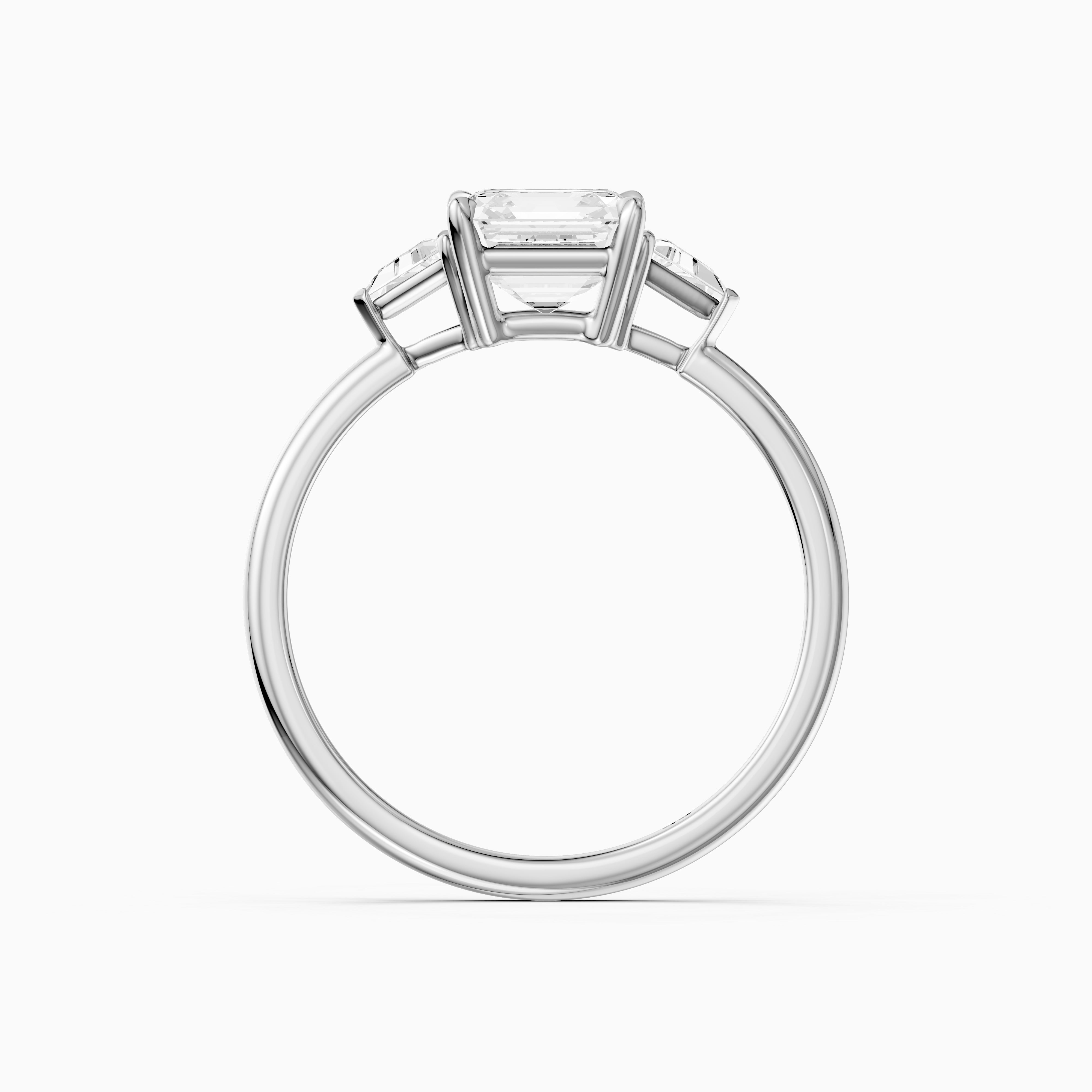 Franny Three Stone Asscher Cut With Trillion Side Stones Lab Grown Diamond Ring