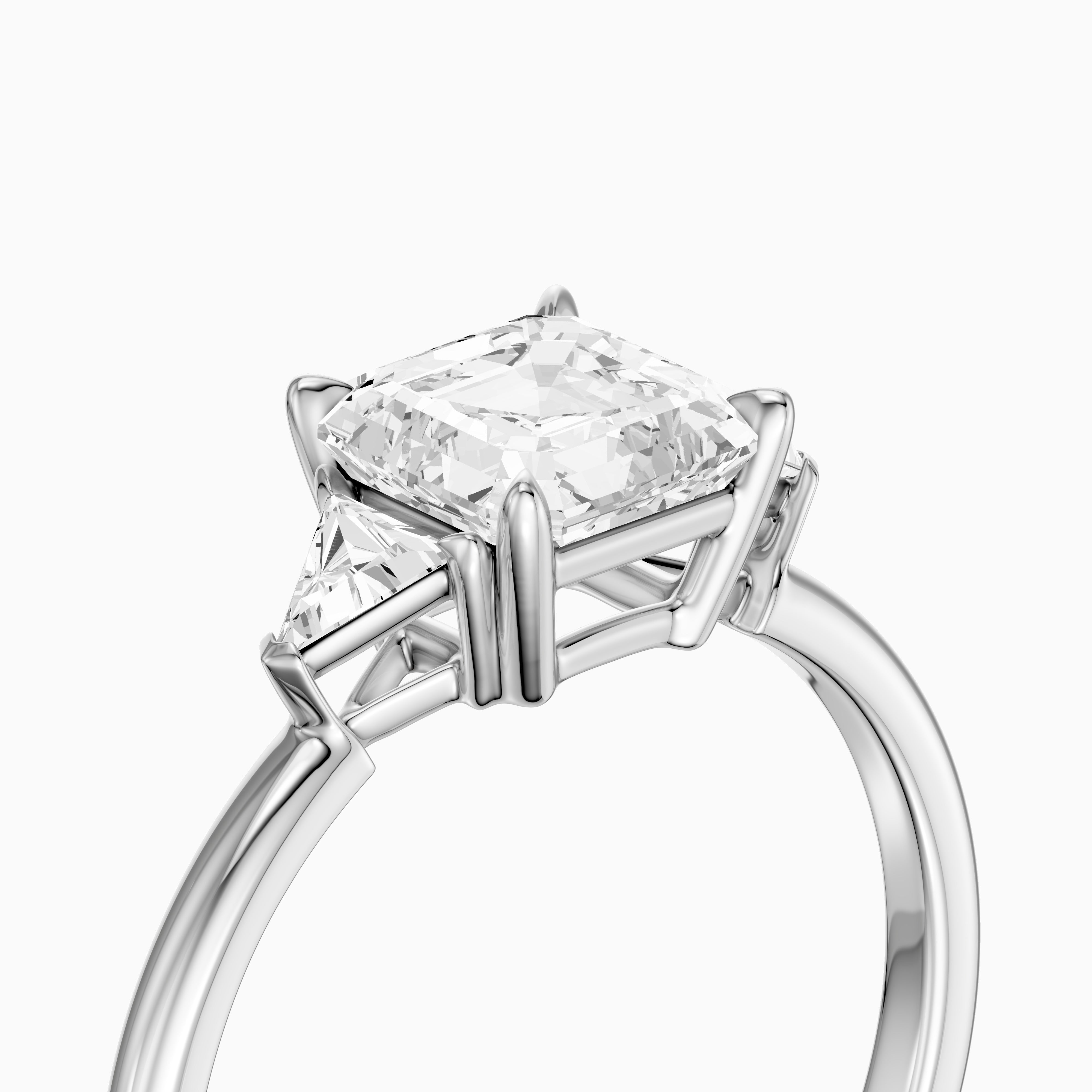 Franny Three Stone Asscher Cut With Trillion Side Stones Lab Grown Diamond Ring