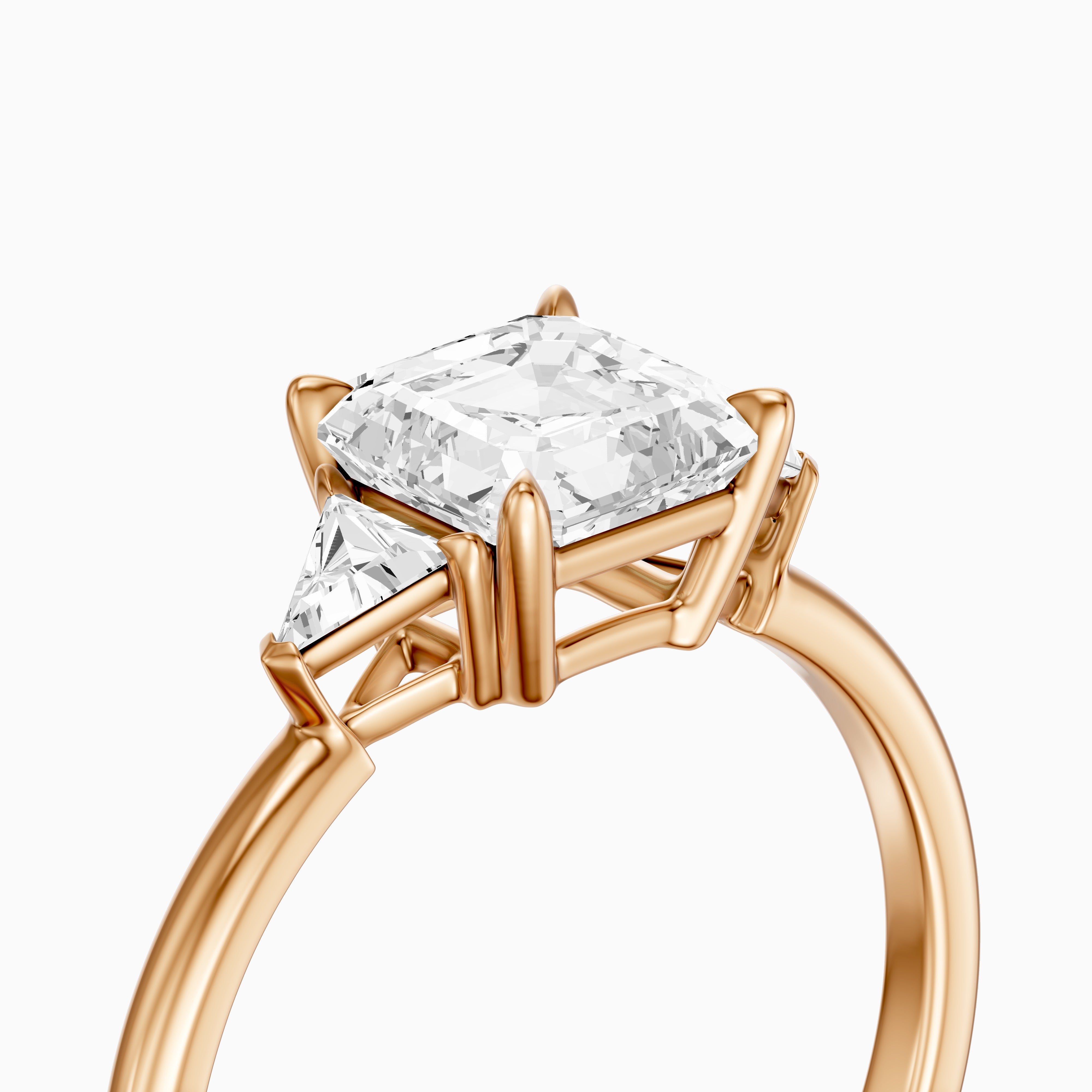 Franny Three Stone Asscher Cut With Trillion Side Stones Lab Grown Diamond Ring