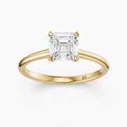 Halima 4 Prong Asscher Cut Hidden Halo Lab Grown Diamond Ring