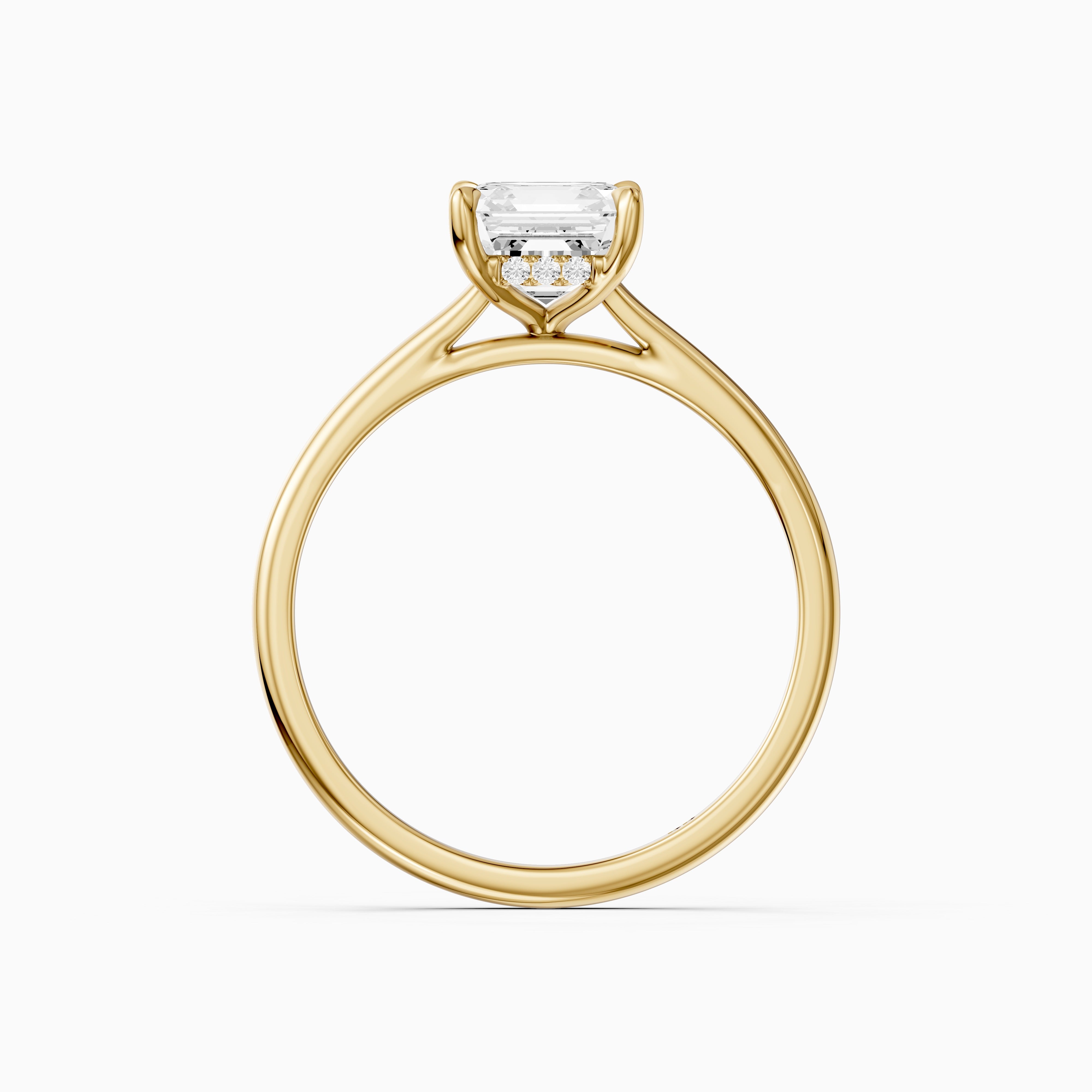 Halima 4 Prong Asscher Cut Hidden Halo Moissanite Diamond Ring