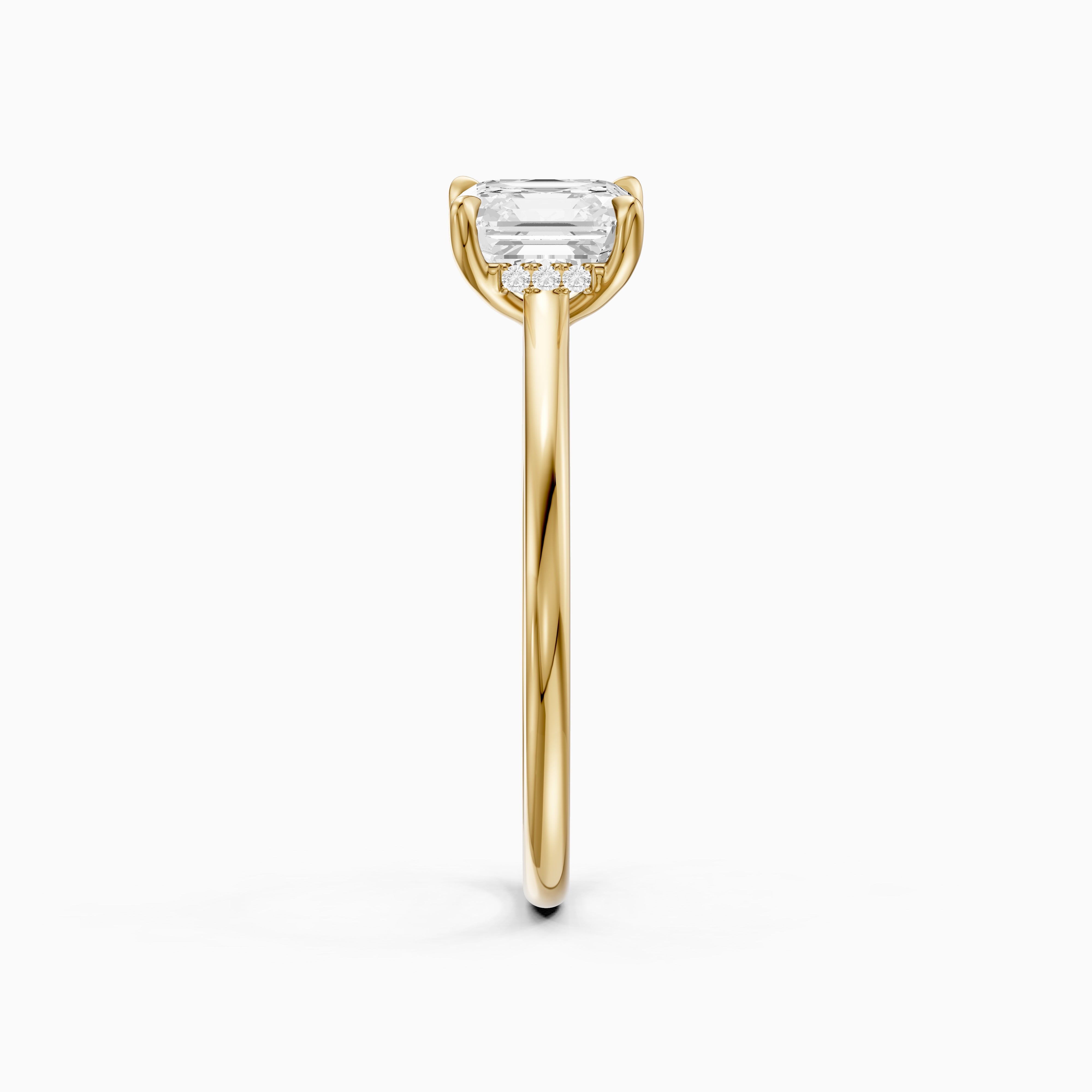 Halima 4 Prong Asscher Cut Hidden Halo Moissanite Diamond Ring