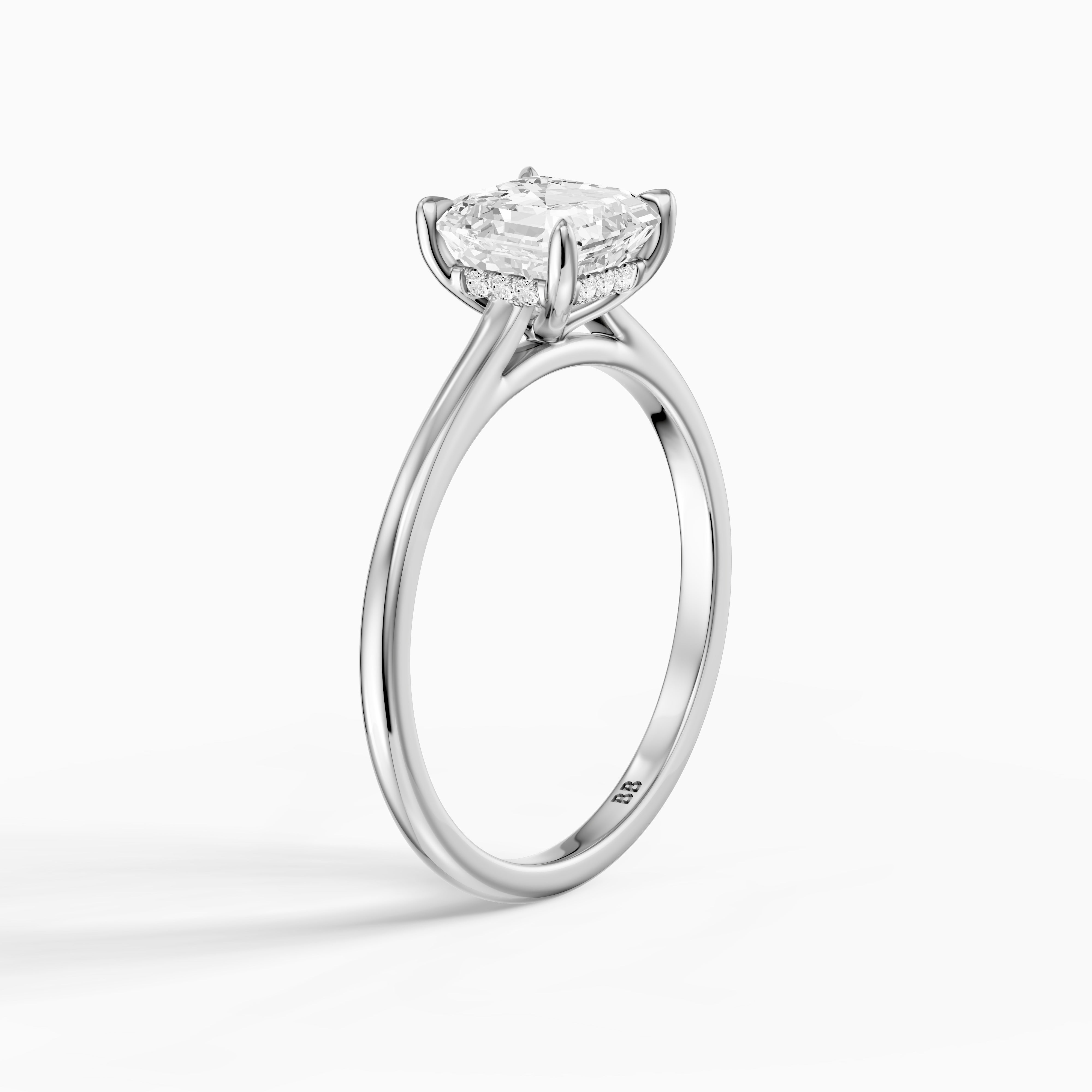 Halima 4 Prong Asscher Cut Hidden Halo Moissanite Diamond Ring