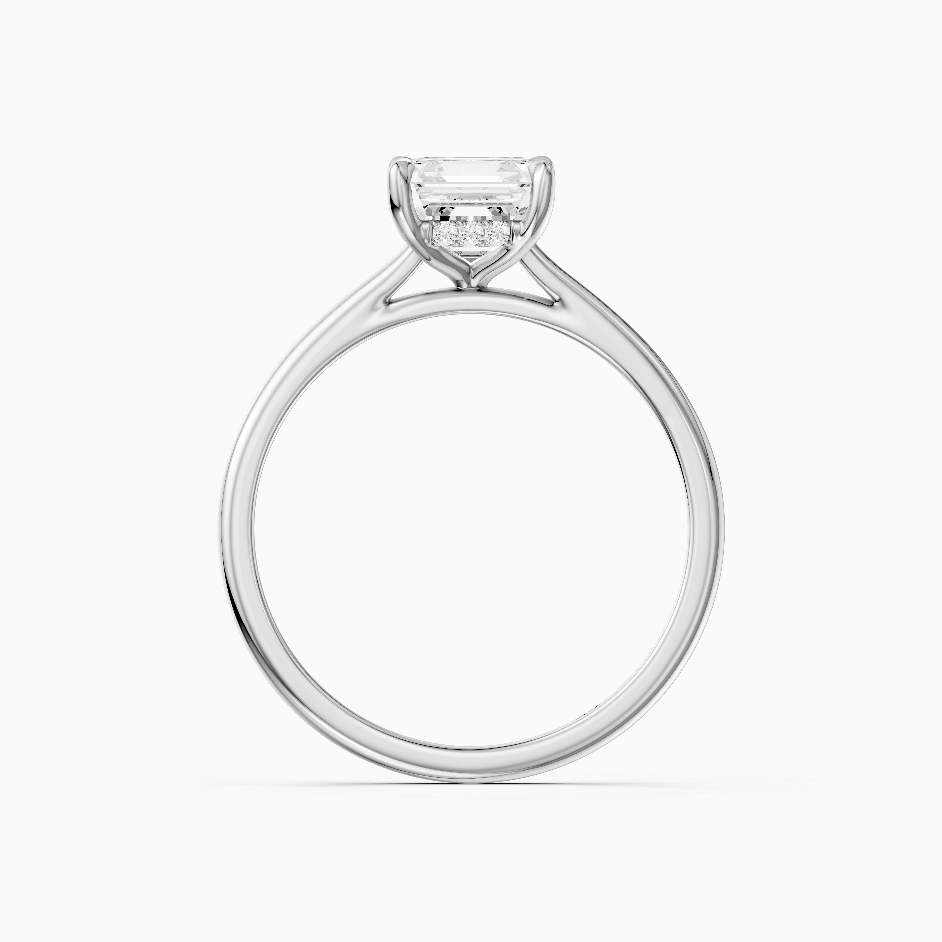 Halima 4 Prong Asscher Cut Hidden Halo Moissanite Diamond Ring