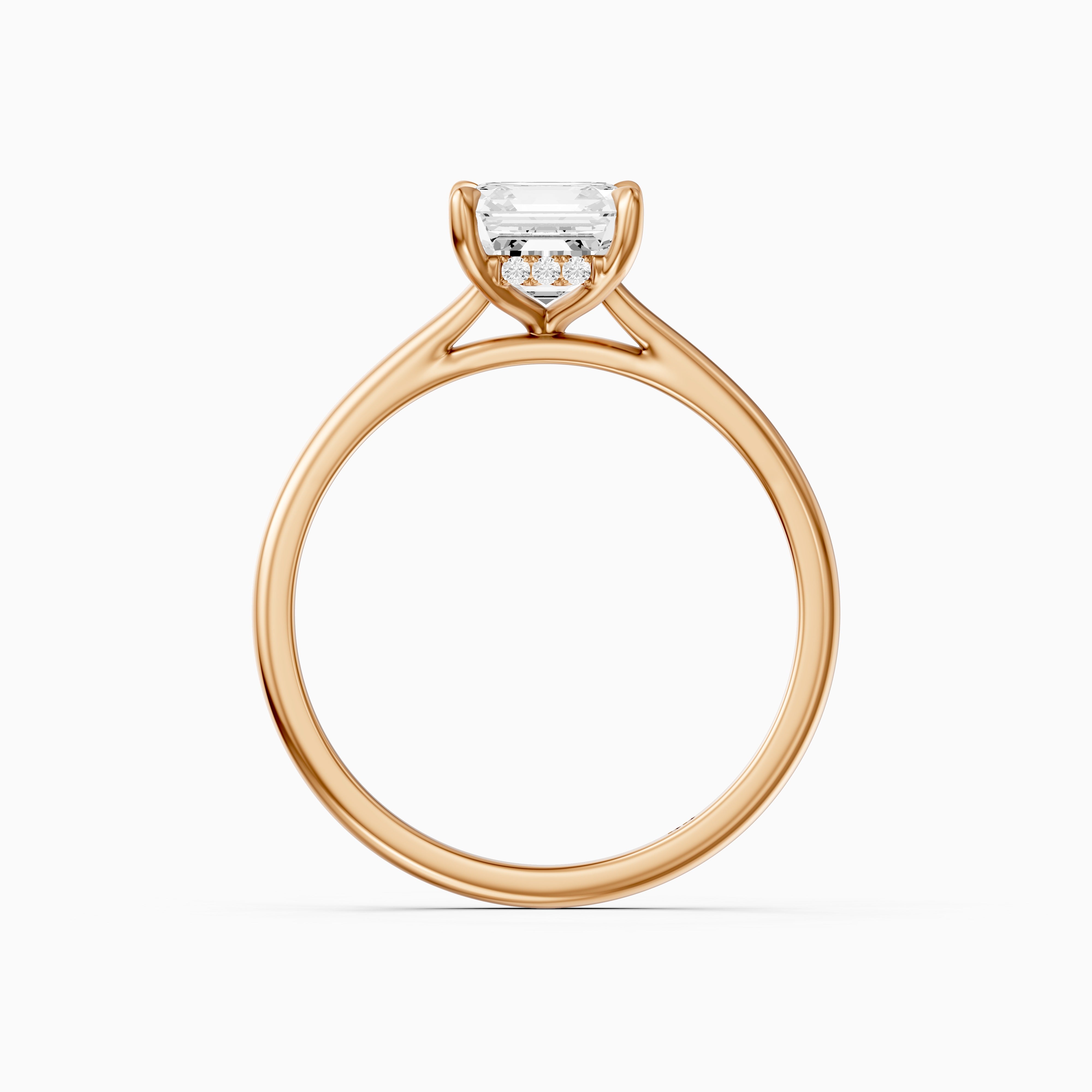 Halima 4 Prong Asscher Cut Hidden Halo Moissanite Diamond Ring