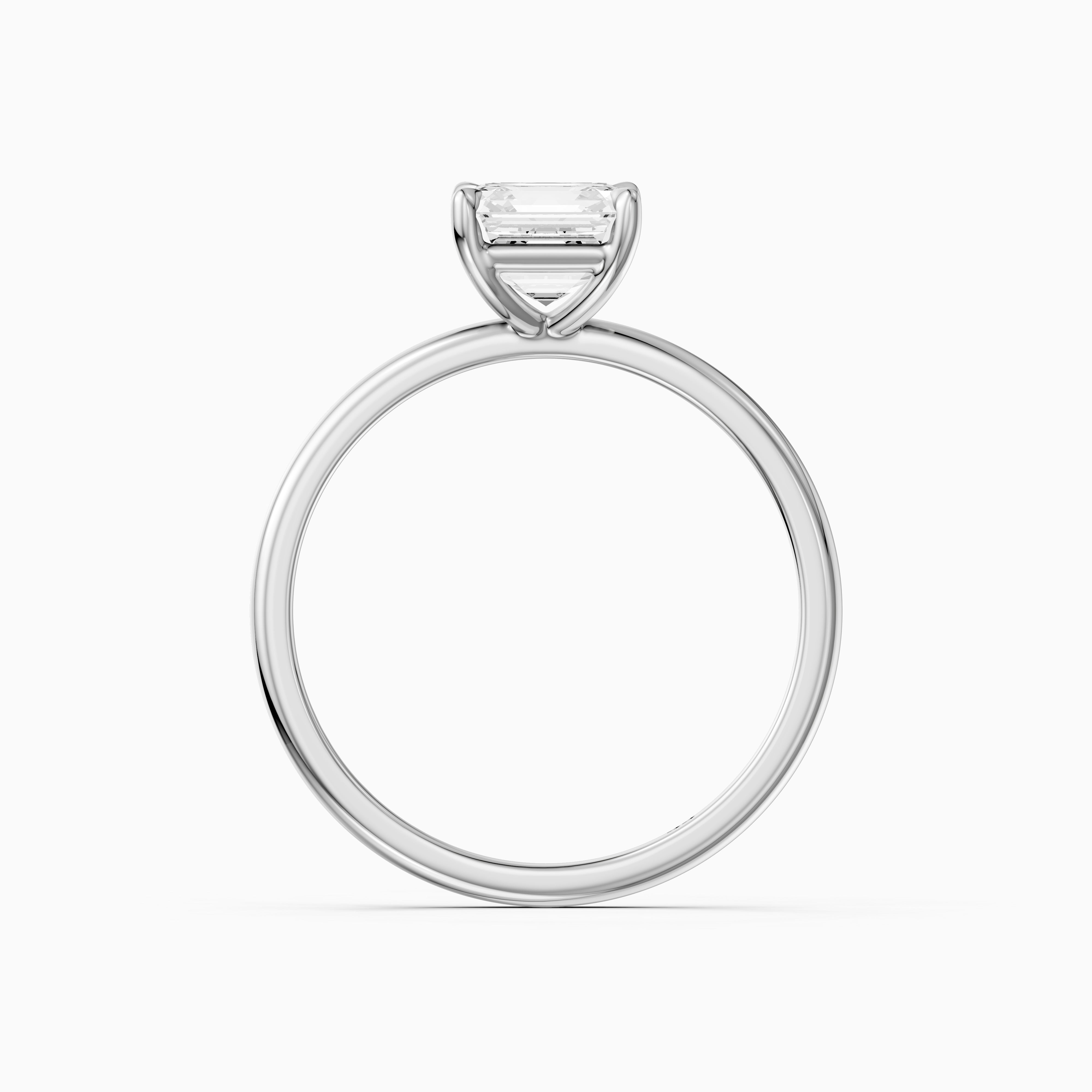 Halsey Asscher Cut Solitaire Moissanite Diamond Engagement Ring