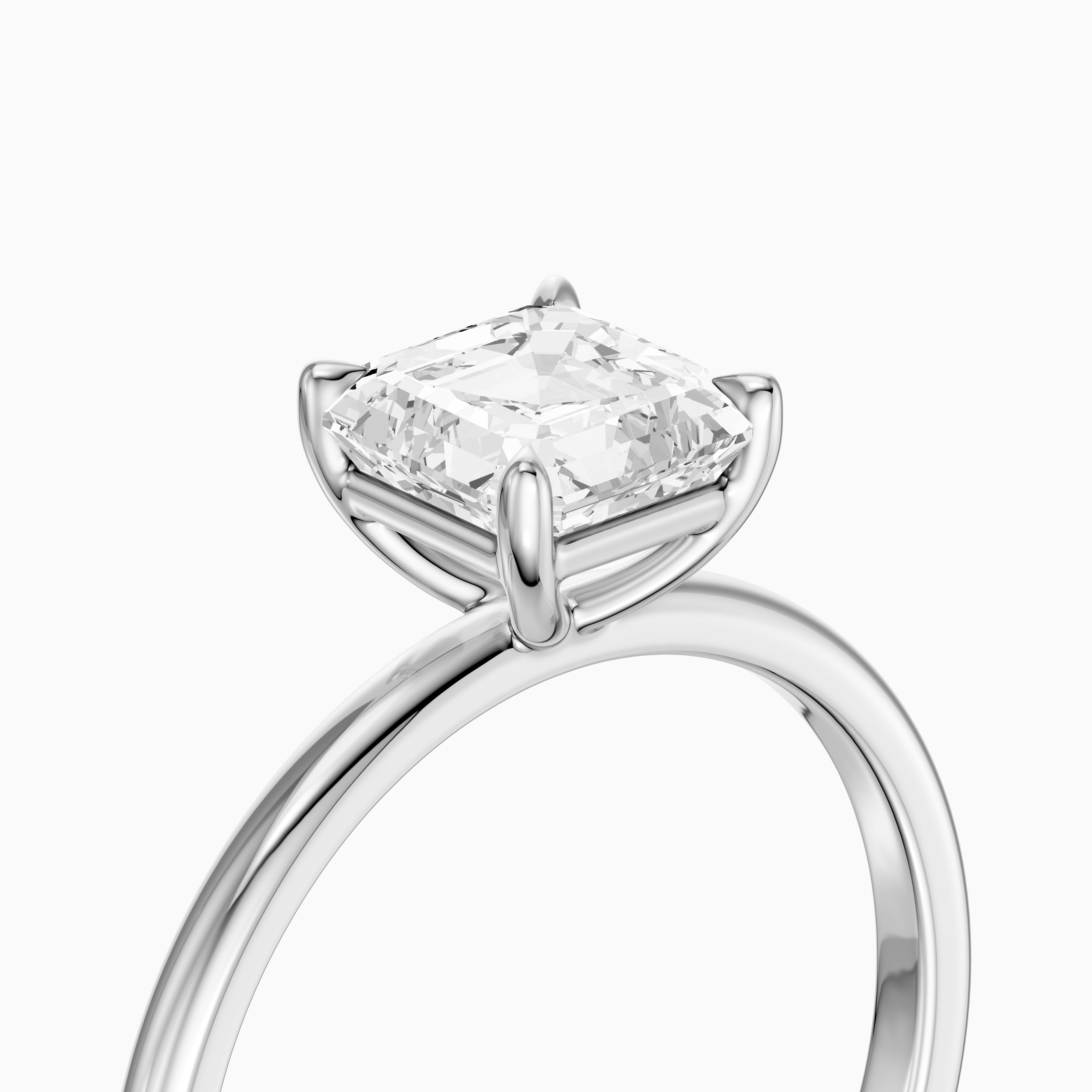 Halsey Asscher Cut Solitaire Moissanite Diamond Engagement Ring