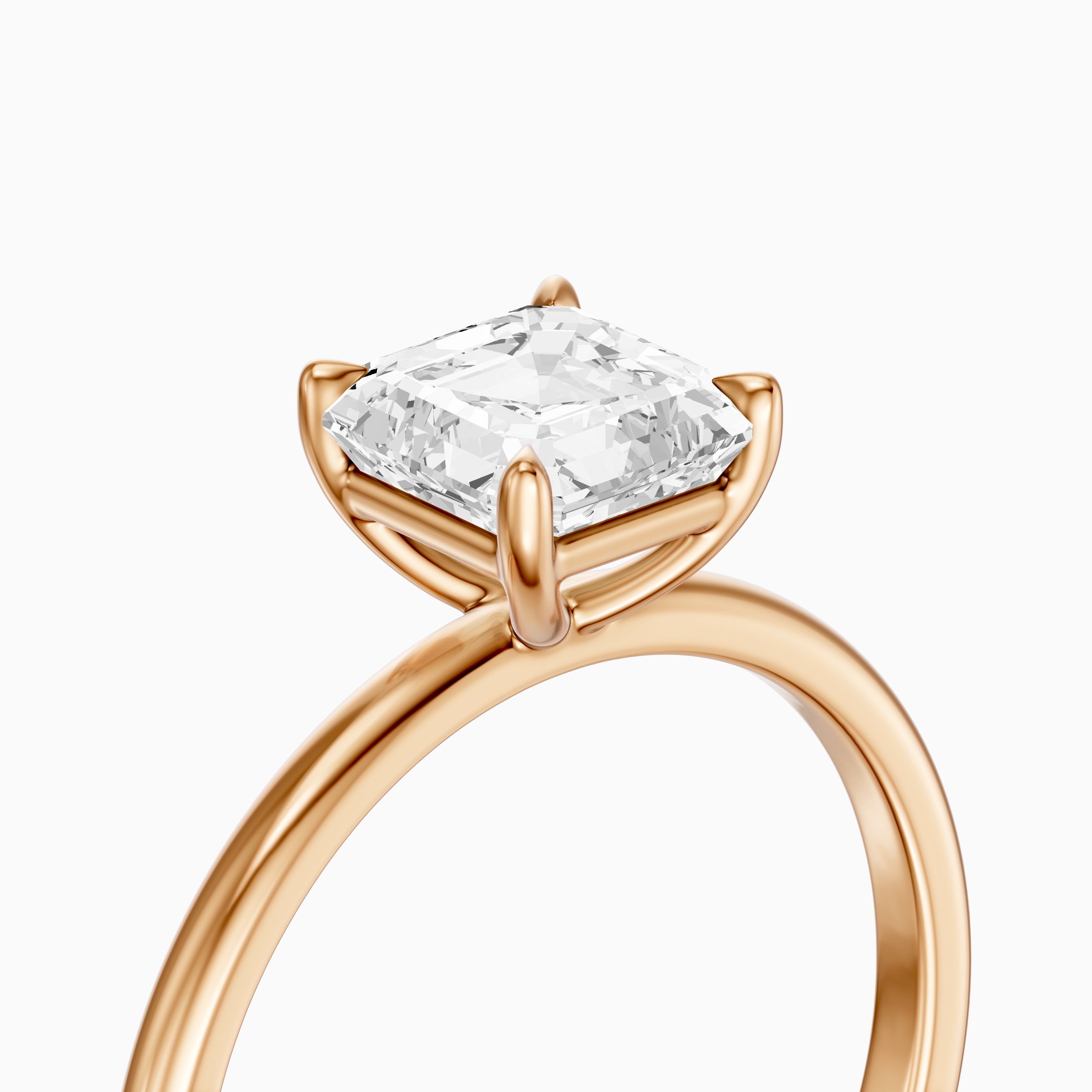 Halsey Asscher Cut Solitaire Moissanite Diamond Engagement Ring