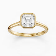 Elodia Asscher Cut Bezel Set Cathedral Style Lab Grown Diamond Ring